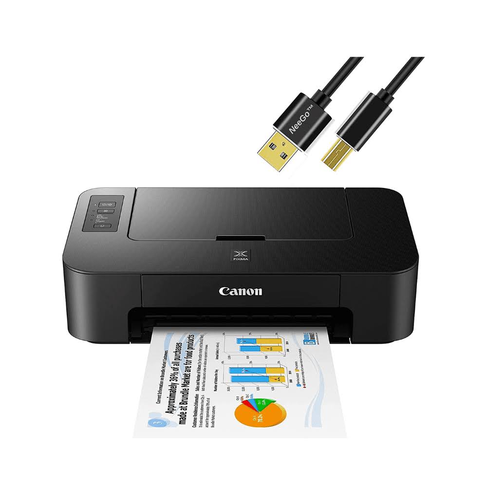 Pixma Inkjet Color Printer, High Resolution Fast Speed Printing Compact Size Easy Setup and Simple Connectivity Up to 4800 1200 DPI Color Resolution, with 6 ft NeeGo Printer Cable   Black