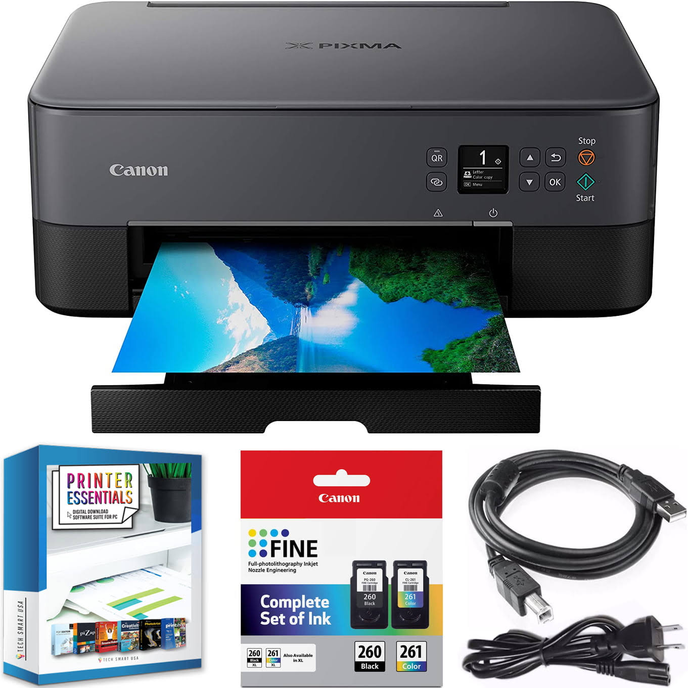 PIXMA TS6420 All-in-One c with Print, Scan, Copy, Photo Print   Mobile Functions Bundle with DGE USB Cable + Small Business Productivity Software Kit