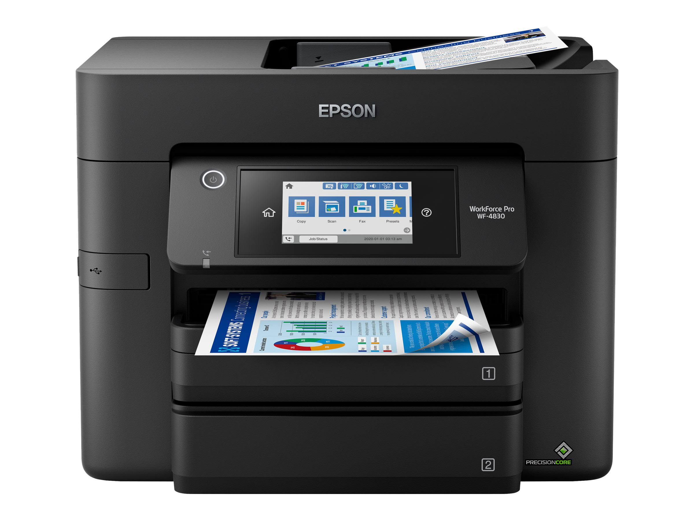 WorkForce Pro WF-4830 Wireless All-in-One Printer with Auto 2-sided Print, Copy, Scan and Fax, 50-page ADF, 500-sheet Paper Capacity, and 4.3  Color Touchscreen