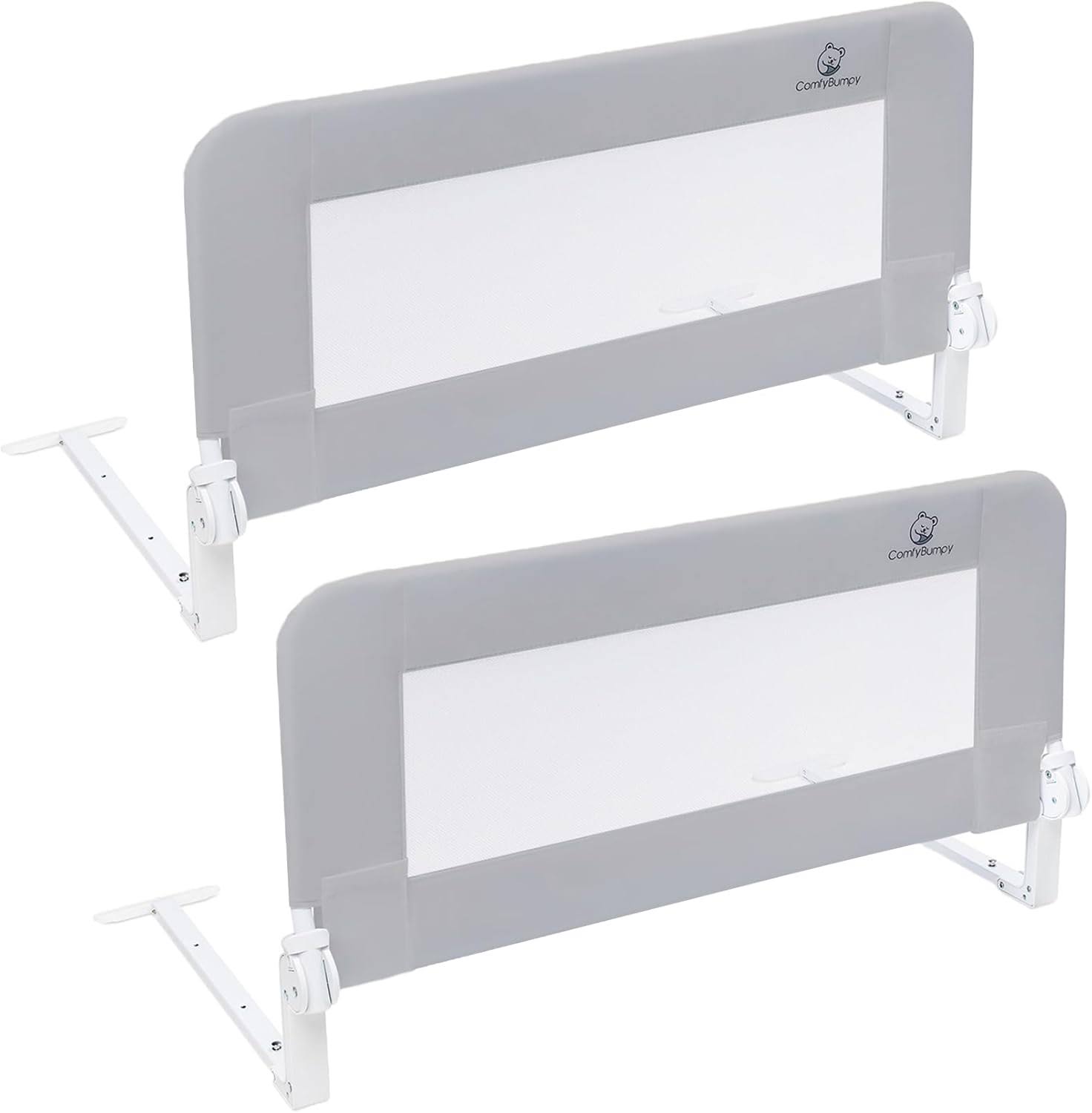 Toddler Bed Rail Guard | Bed Rails for Kids, Twin, Full, Queen   King Size Bed   Adjustable Bed Rail for Toddlers   Swing Down Baby Bed Side Rail   Gray, Regular (35.5  x 19.5 ), Pack of 2