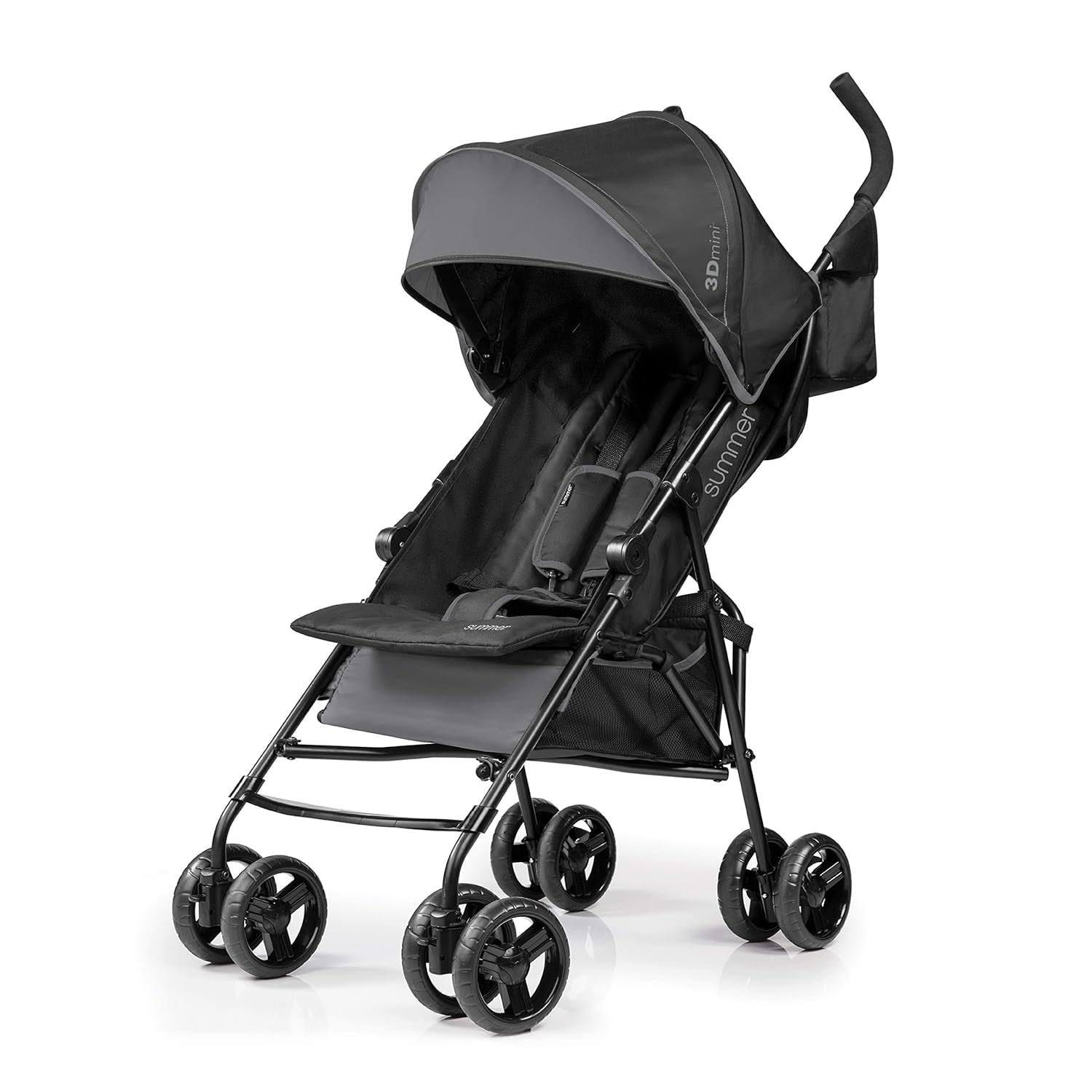 Infant 3D Mini Convenience Stroller – Lightweight Stroller with Compact Fold MultiPosition Recline Canopy with Pop Out Sun Visor and More – Umbrella Stroller for Travel and More, Gray
