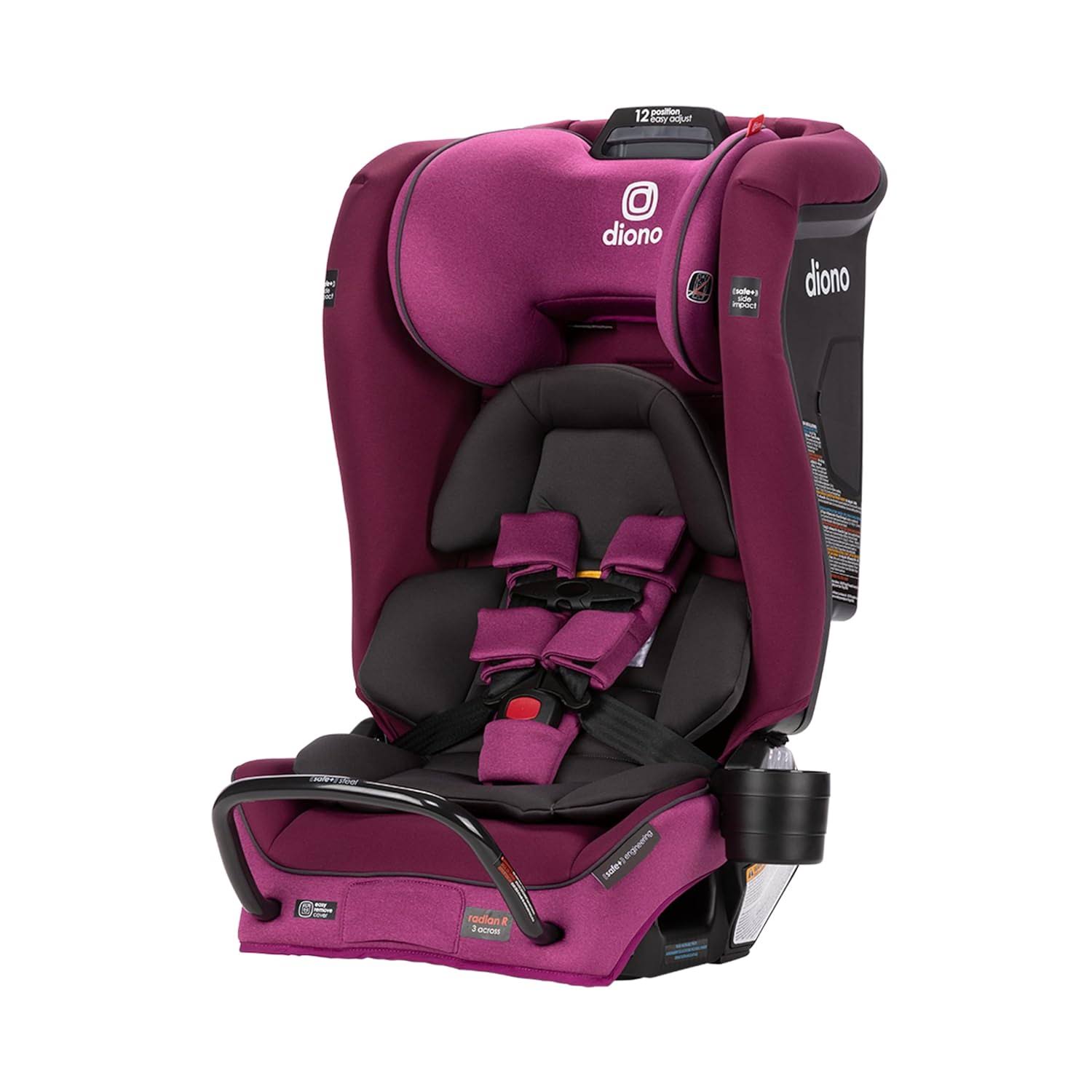 Radian 3RXT SafePlus, 4-in-1 Convertible Car Seat, Rear and Forward Facing, SafePlus Engineering, 3 Stage Infant Protection, 10 Years 1 Car Seat, Slim Fit 3 Across, Purple Plum