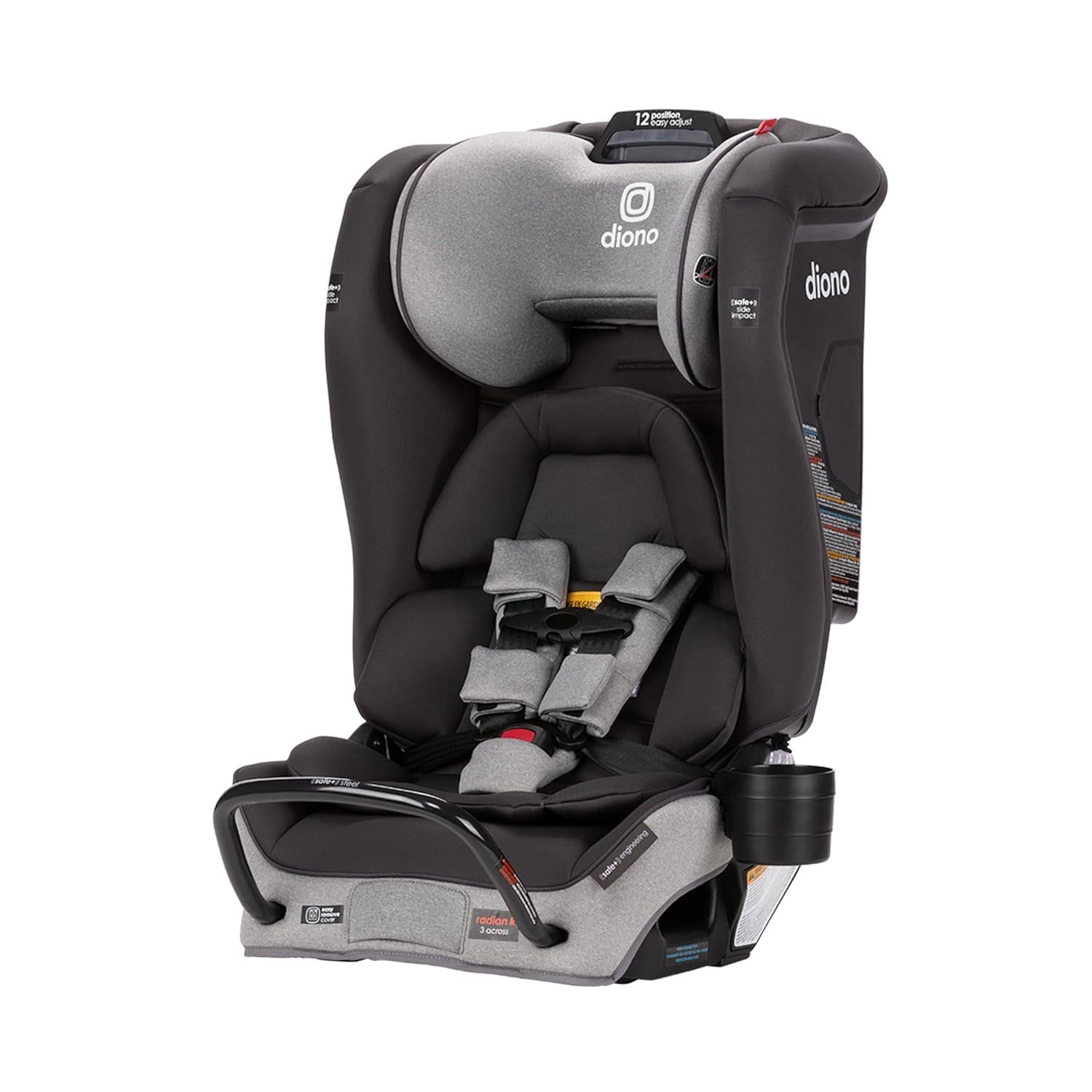 Radian 3RXT SafePlus, 4-in-1 Convertible Car Seat, Rear and Forward Facing, SafePlus Engineering, 3 Stage Infant Protection, 10 Years 1 Car Seat, Slim Fit 3 Across, Gray Slate