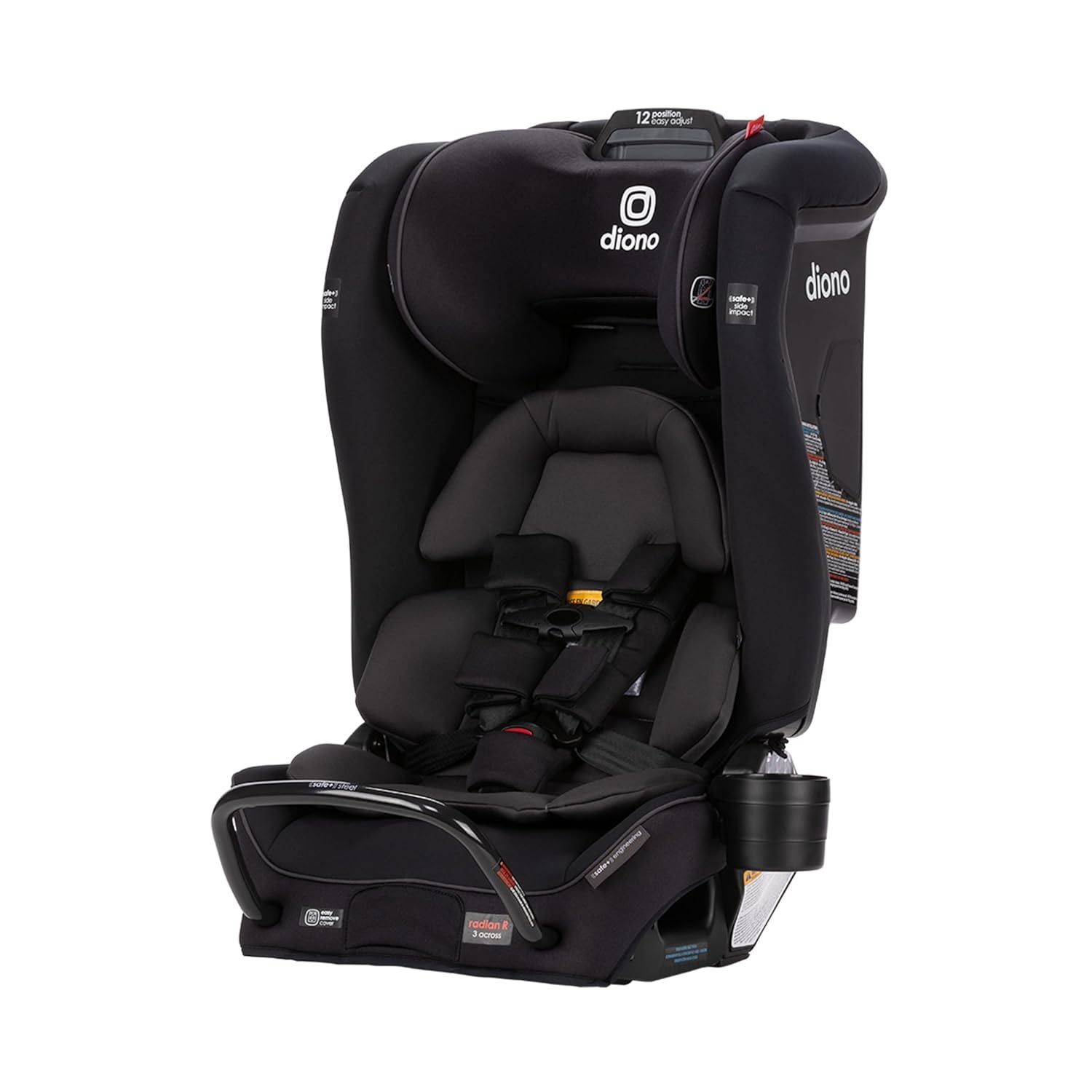 Radian 3RXT SafePlus, 4-in-1 Convertible Car Seat, Rear and Forward Facing, SafePlus Engineering, 3 Stage Infant Protection, 10 Years 1 Car Seat, Slim Fit 3 Across, Black
