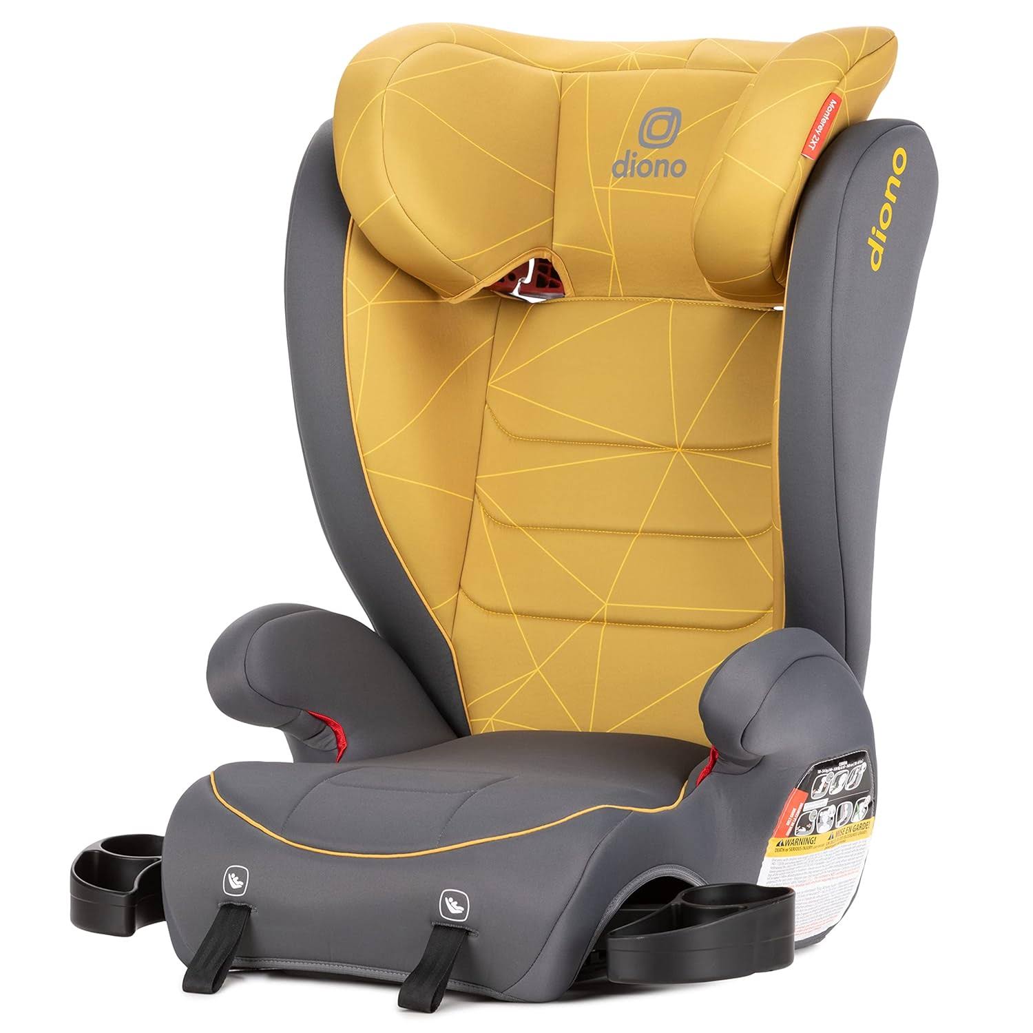 Monterey 2XT Latch 2 in 1 High Back Booster Car Seat with Expandable Height   Width, Side Impact Protection, 8 Years 1 Booster, Yellow Sulphur