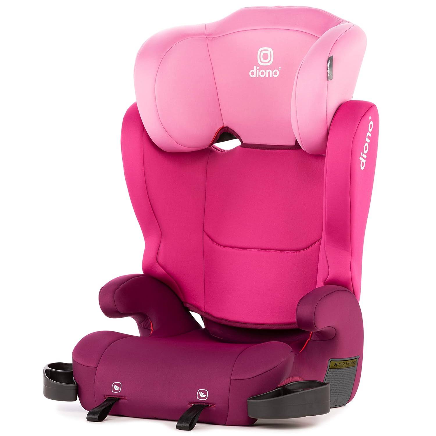 Cambria 2 XL, Dual Latch Connectors, 2-in-1 Belt Positioning Booster Seat, High-Back to Backless Booster, Space and Room to Grow, 7 Headrest Positions, 8 Years 1 Booster Seat, Pink
