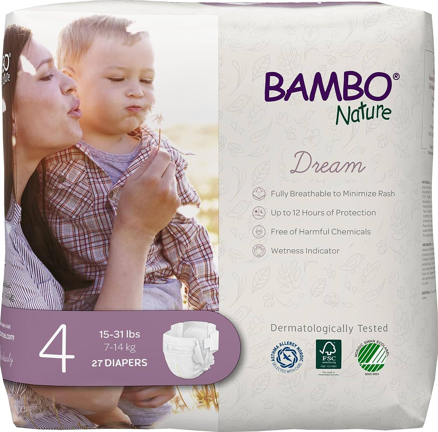Bambo Nature Premium Baby Diapers (SIZES 0 TO 6 AVAILABLE), Size 4, 324 Count