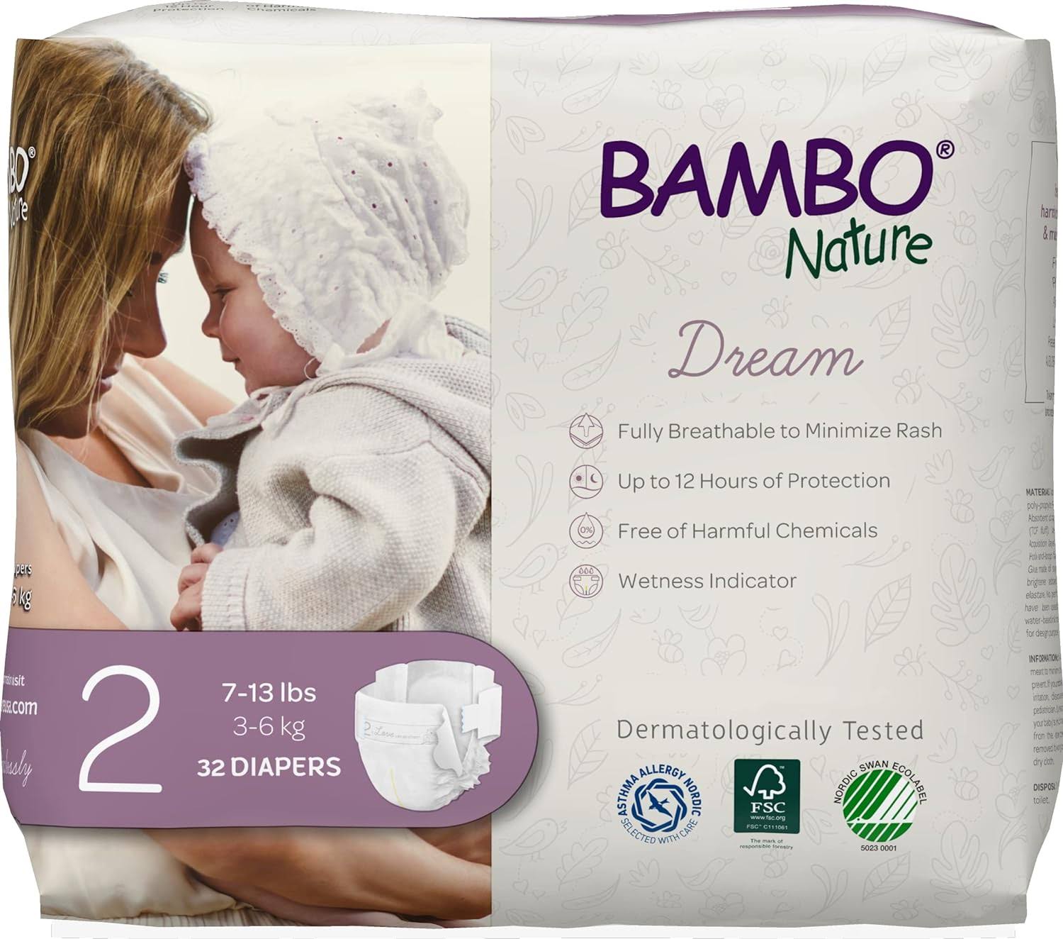 Bambo Nature Premium Baby Diapers (SIZES 0 TO 6 AVAILABLE), Size 2, 192 Count