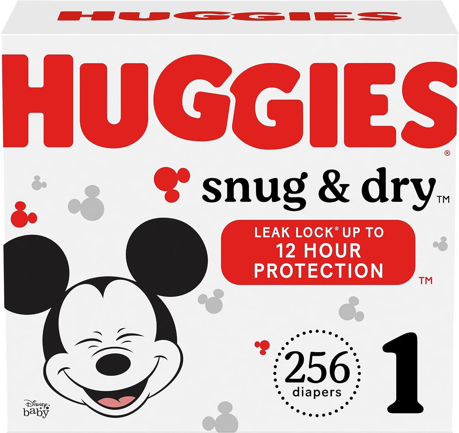Size 1 Diapers, Snug   Dry Newborn Diapers, Size 1 (8-14 lbs), 256 Ct (4 packs of 64), Packaging May Vary