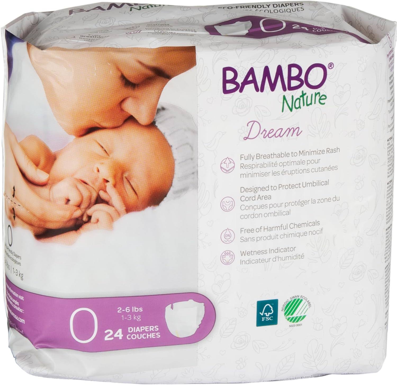 Bambo Nature Premium Baby Diapers (Sizes 0 to 6 Available), Size 0, 144 Count