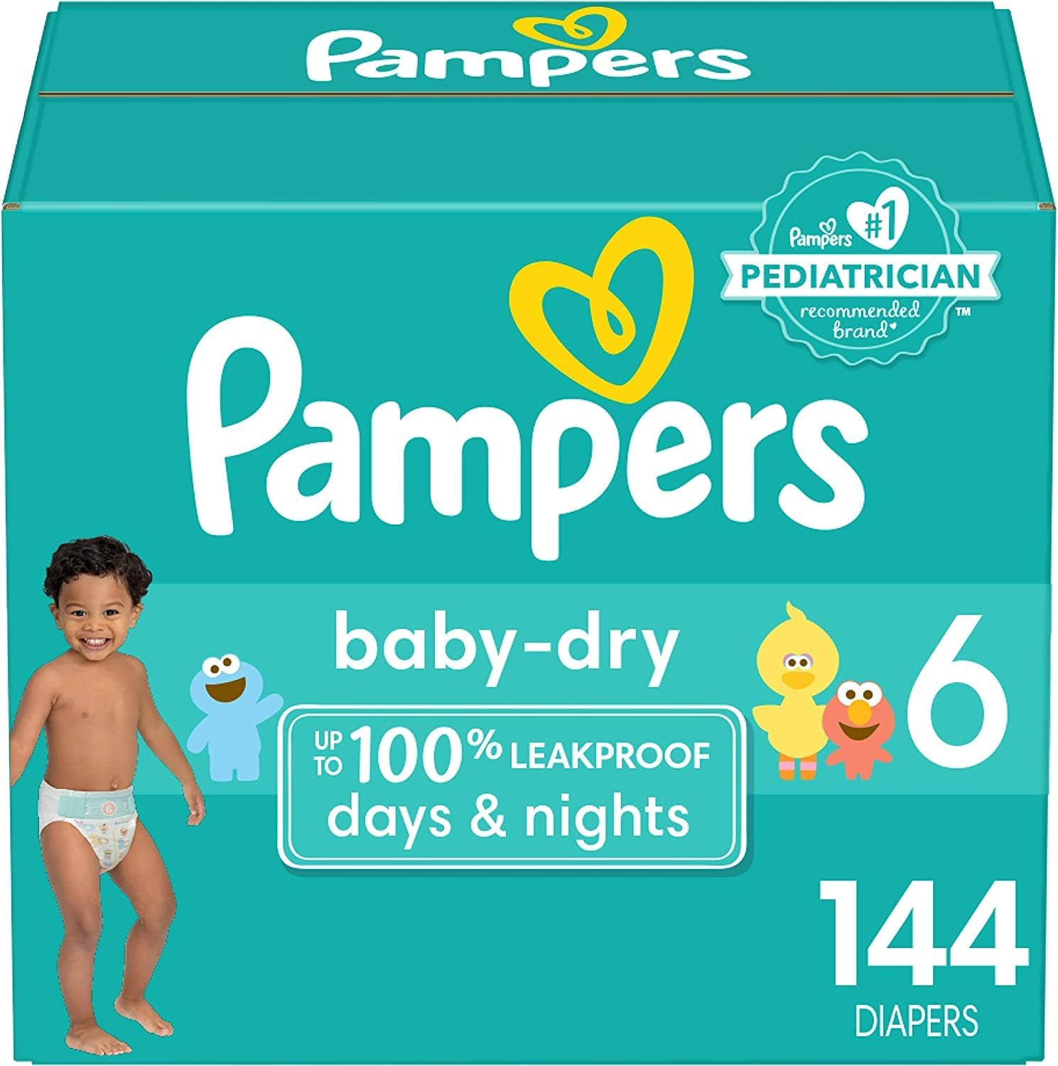 Pampers Baby Dry Diapers   Size 6, One Month Supply (144 Count), Absorbent Disposable Diapers