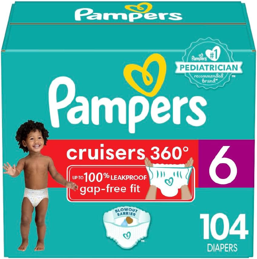 Pampers Cruisers 360 Diapers   Size 6, One Month Supply (104 Count), Pull-On Disposable Baby Diapers, Gap-Free Fit