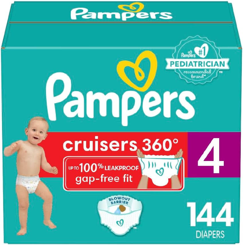 Pampers Cruisers 360 Diapers   Size 4, One Month Supply (144 Count), Pull-On Disposable Baby Diapers, Gap-Free Fit
