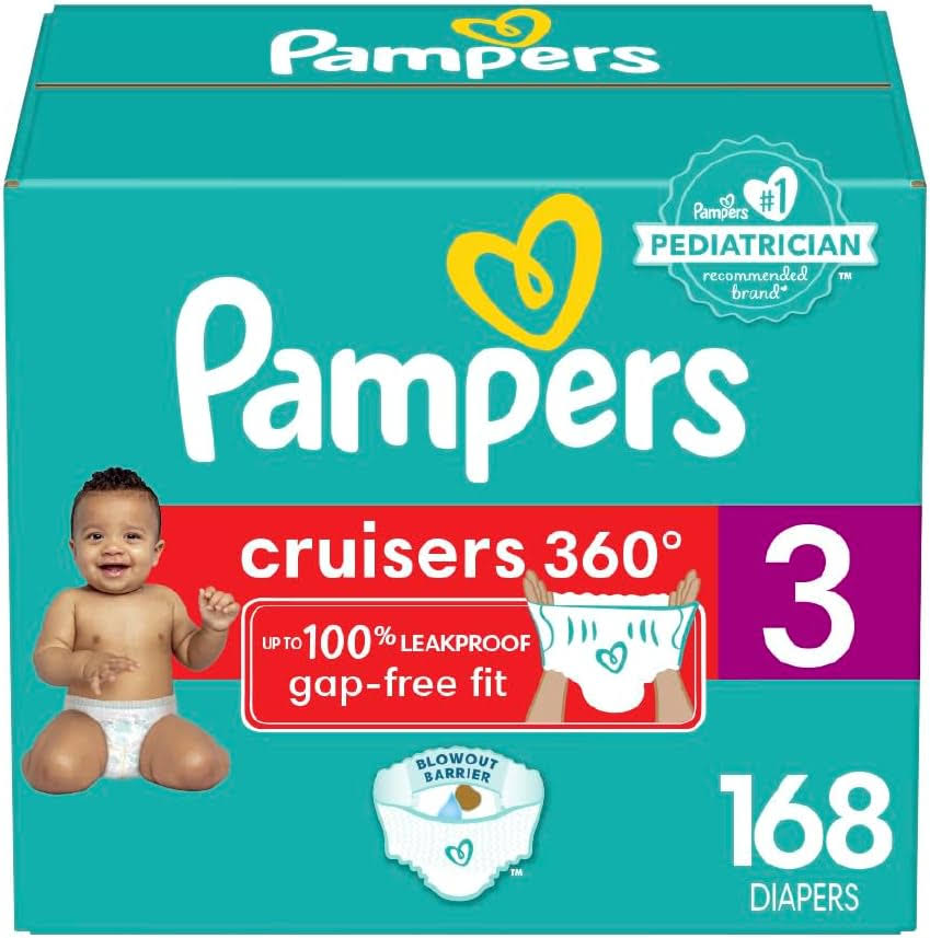Pampers Cruisers 360 Diapers   Size 3, One Month Supply (168 Count), Pull-On Disposable Baby Diapers, Gap-Free Fit