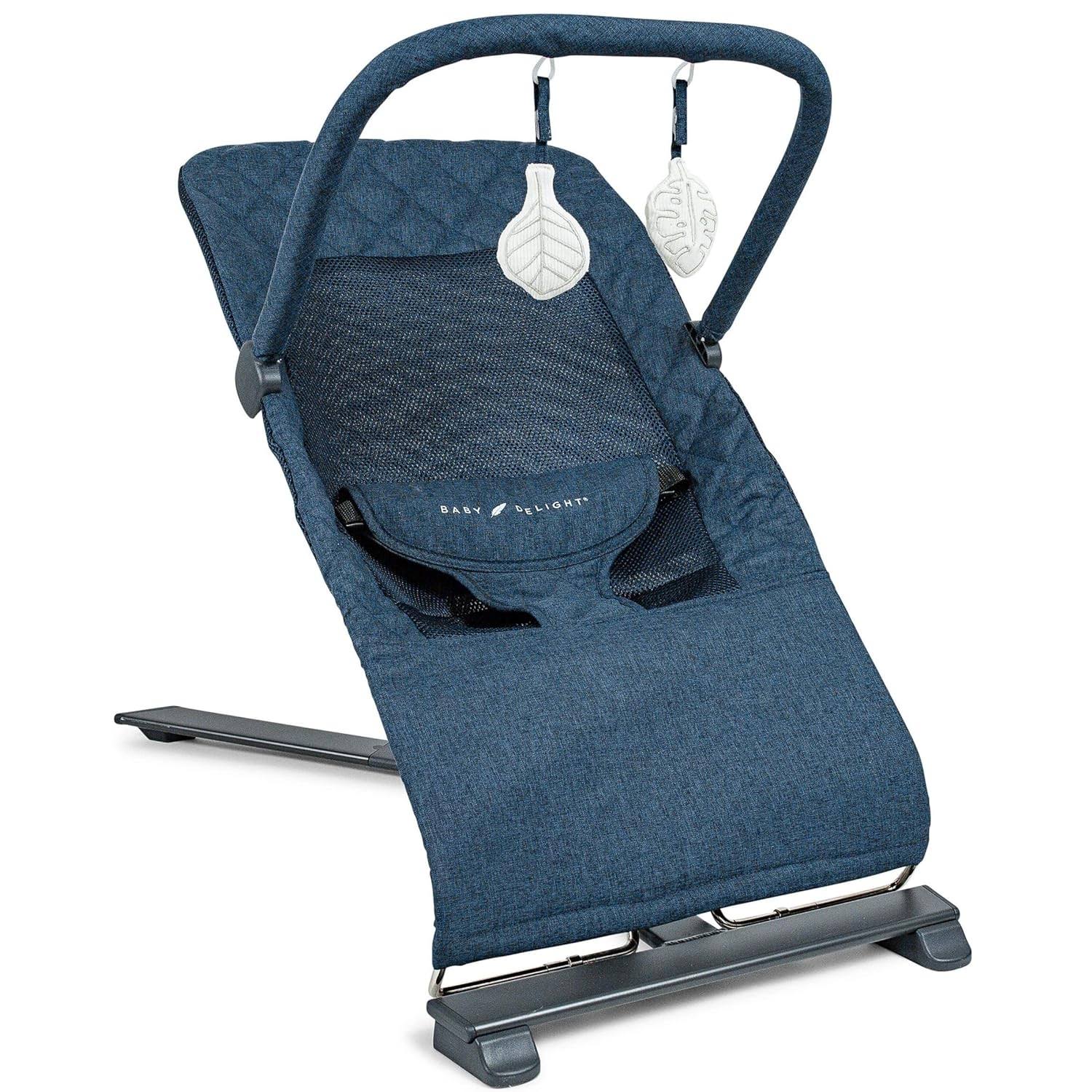Alpine Deluxe Portable Bouncer, Infant, 0 – 6 Months, Quilted Indigo