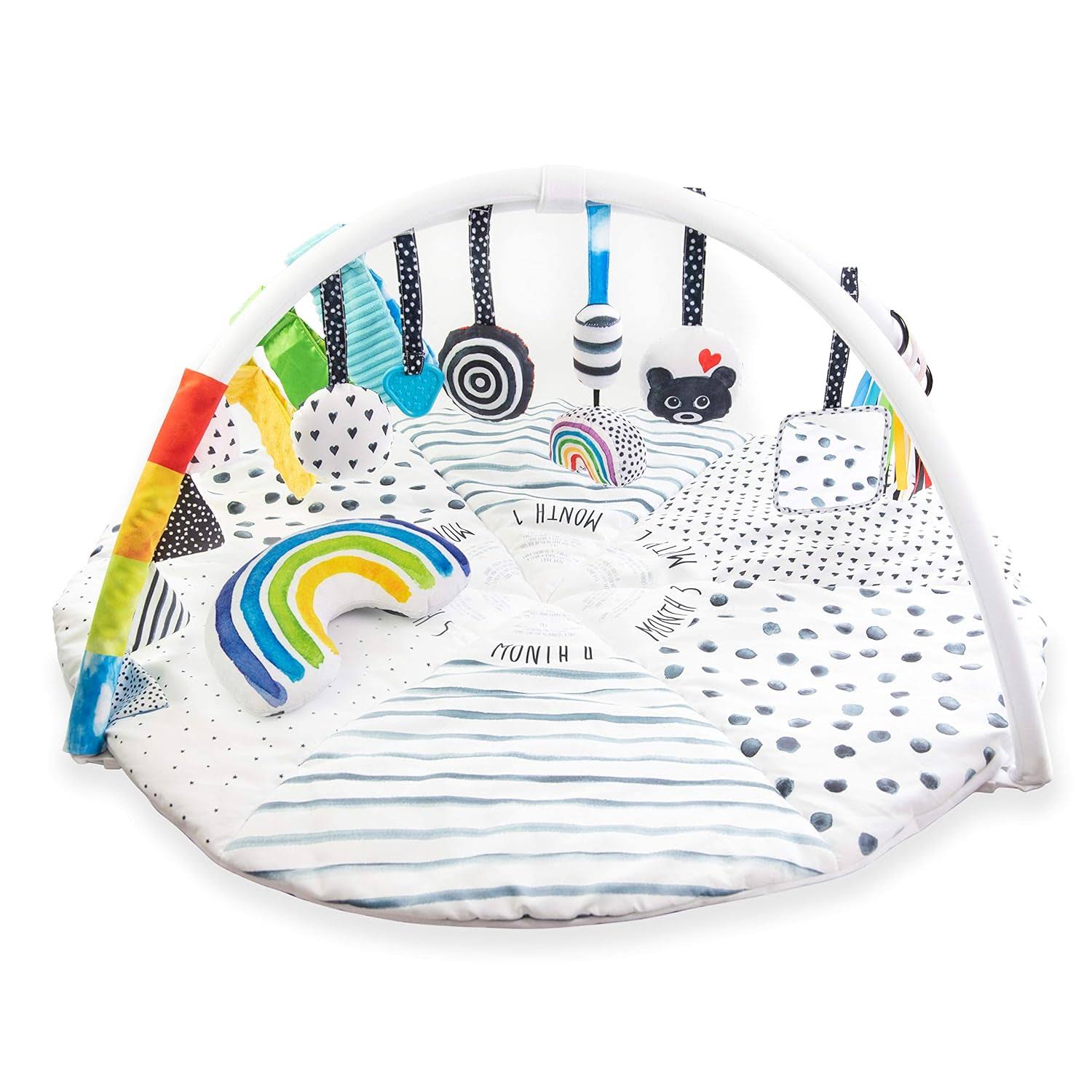 Sassy Stages STEM Developmental Play Gym, Sensory Tummy Time Activity Play Mat w/Built-in Instructions, Ultra Plush   Machine Washable Playmat for Babies   Toddlers