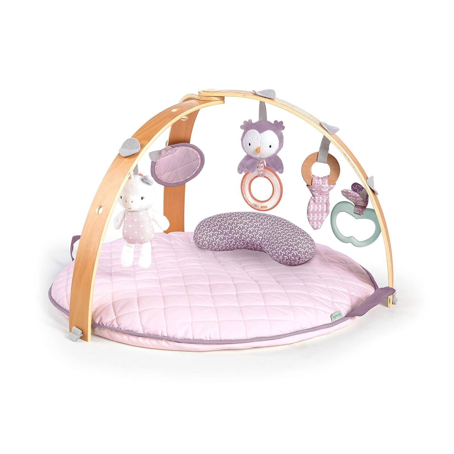 Cozy Spot Reversible Duvet Activity Gym   Play Mat with Wooden Bar   Calla, Ages Newborn + , 33x33x19 Inch (Pack of 1)