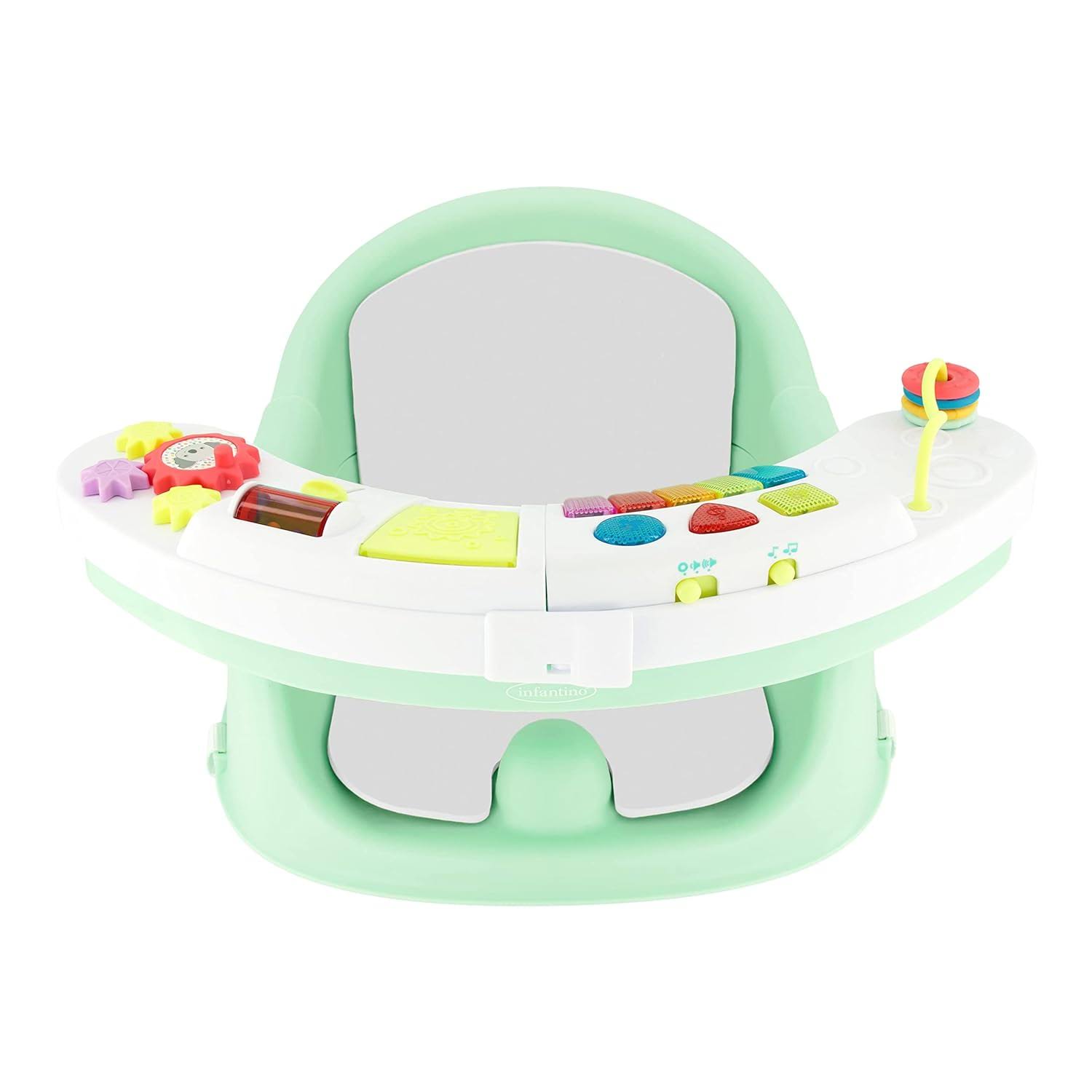 Music   Lights 3-in-1 Discovery Seat and Booster   Convertible, Infant Activity and Feeding Seat with Electronic Piano for Sensory Exploration, for Babies and Toddlers, Mint