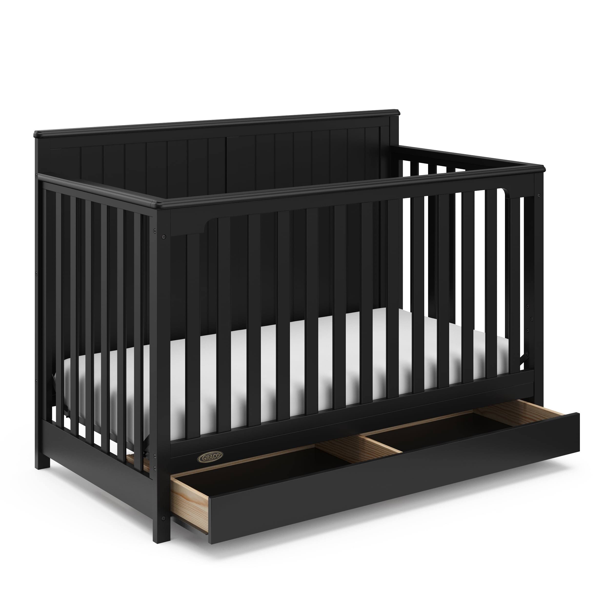 Hadley 5-in-1 Convertible Baby Crib with Drawer, Black