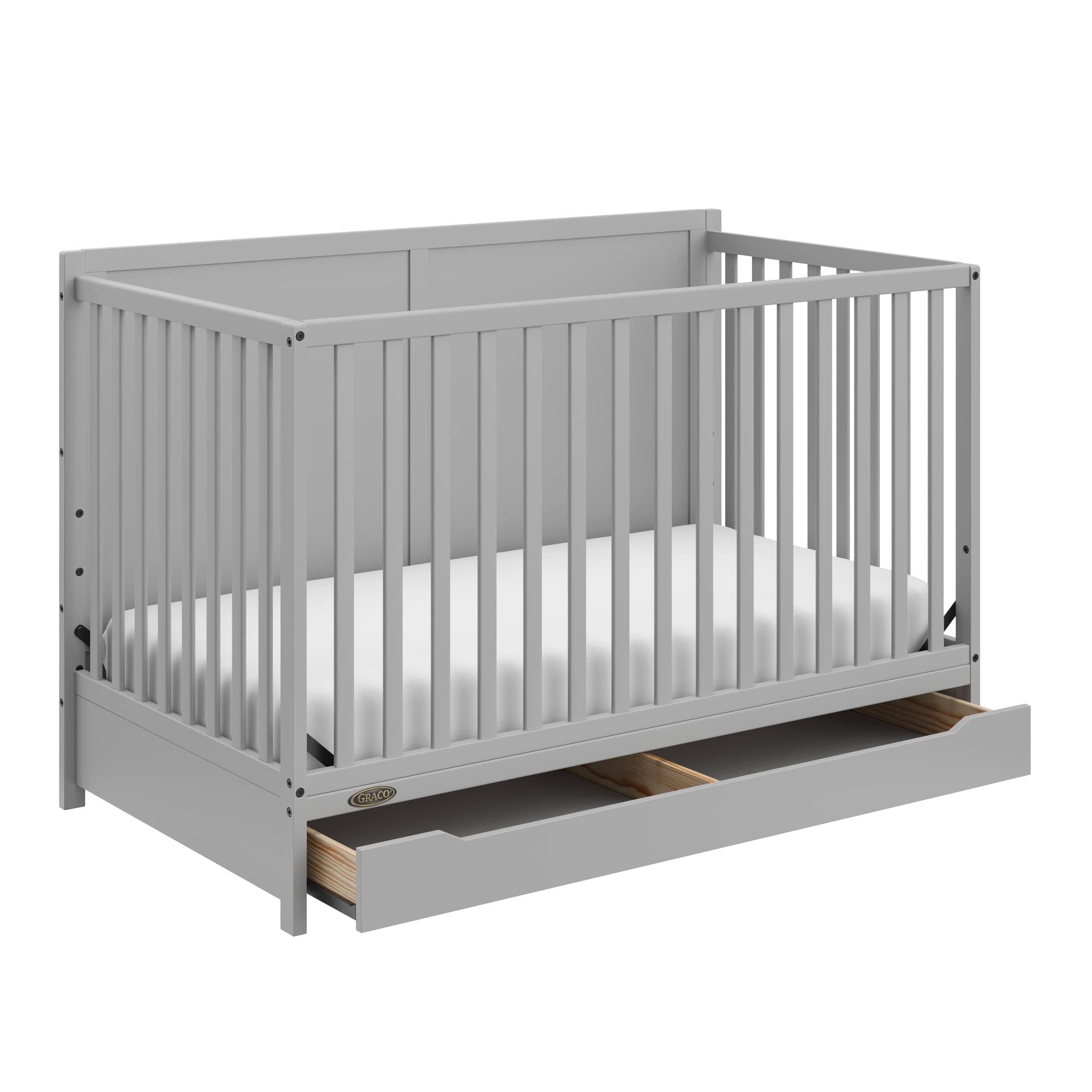 Melrose 5-in-1 Convertible Baby Crib with Drawer, Pebble Gray