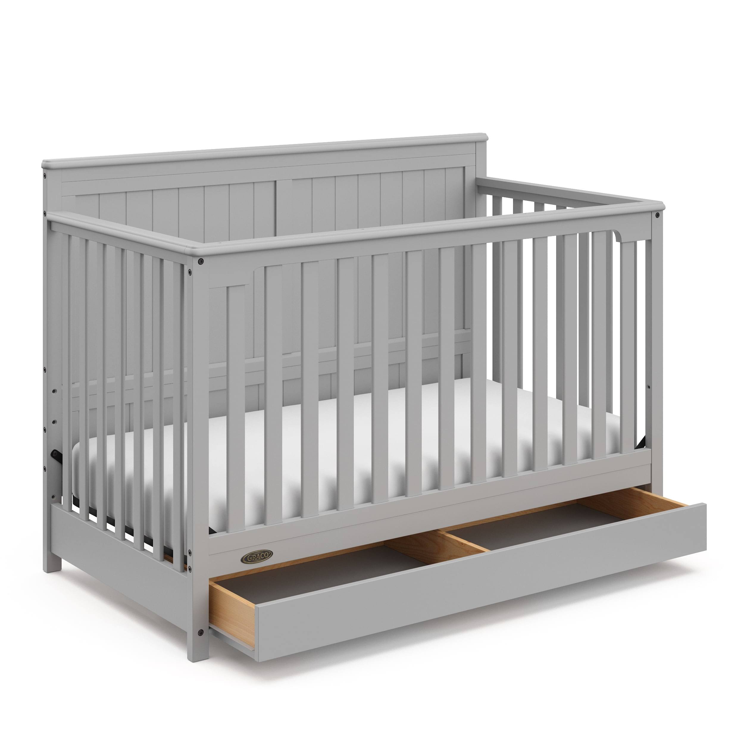 Hadley 5-in-1 Convertible Baby Crib with Drawer, Pebble Gray