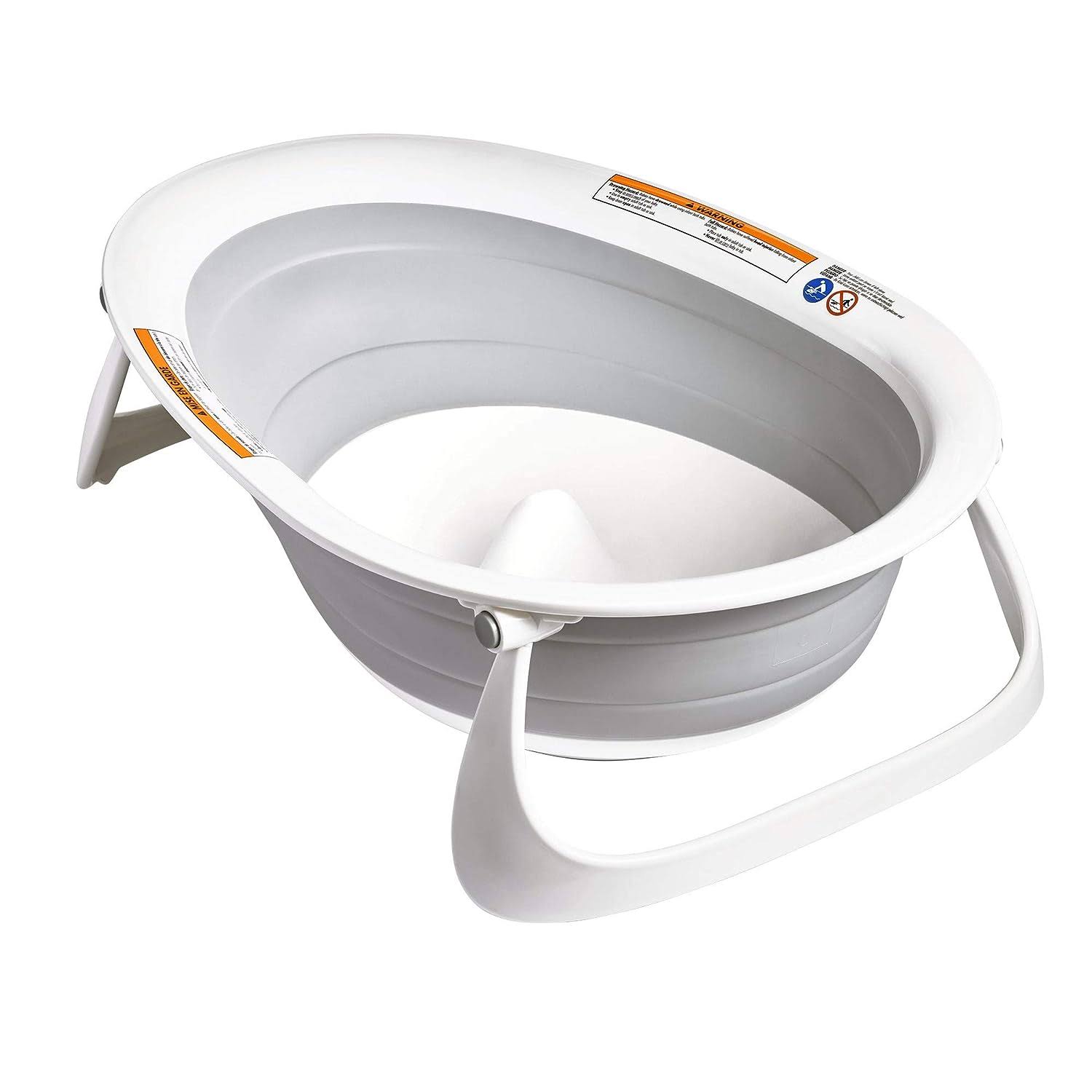 Boon Naked 2-Position Collapsible Baby Bathtub, Recline or Sit Up for Infants and Toddlers   Gray