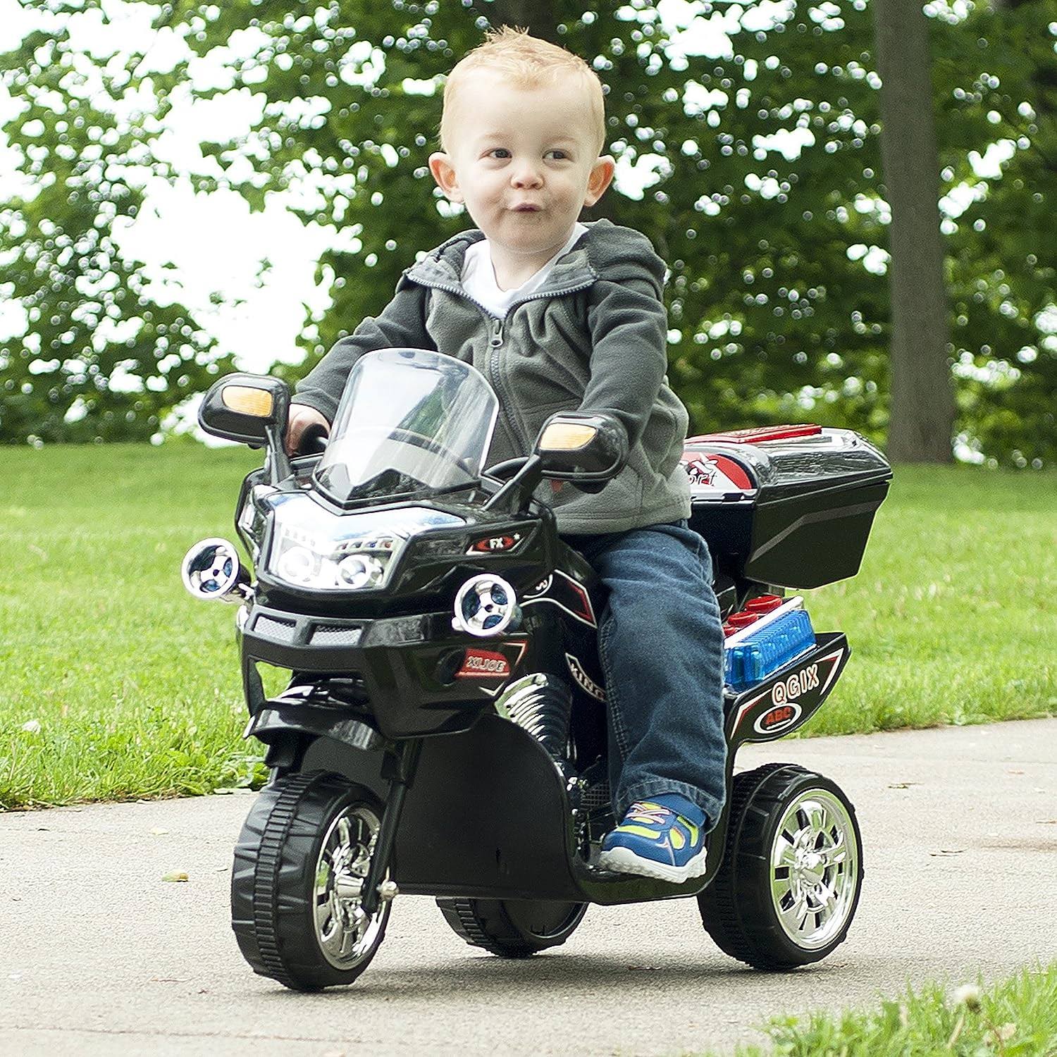 Lil  Rider Ride on Toy, 3 Wheel Motorcycle Trike for Kids by Rockin  Rollers – Battery Powered Ride on Toys for Boys and Girls, 3   6 Year Old   Black FX, Large