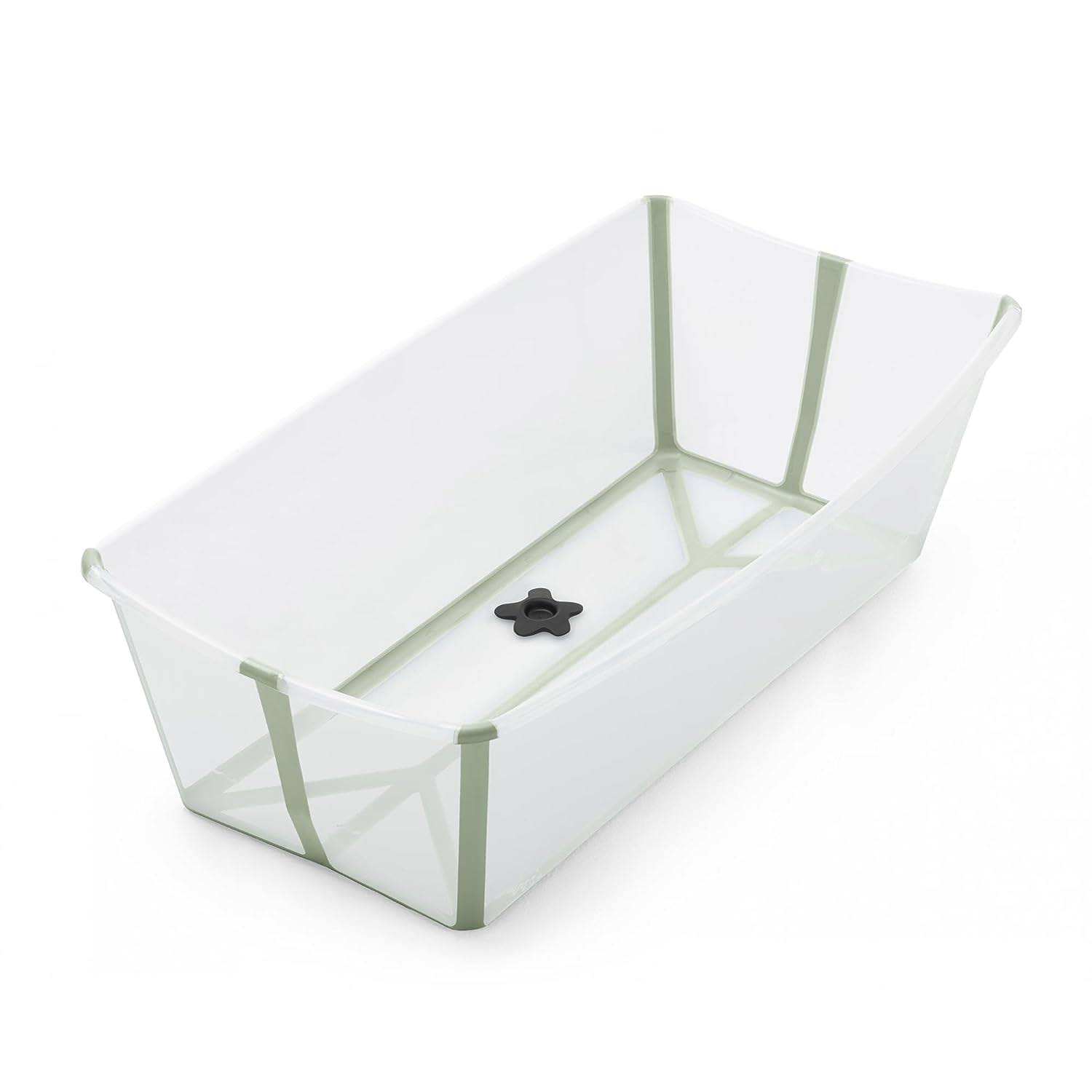 Stokke Flexi Bath X-Large, Transparent Green   Spacious Foldable Baby Bathtub   Lightweight   Easy to Store   Convenient to Use at Home or Traveling   Best for Ages 0-6