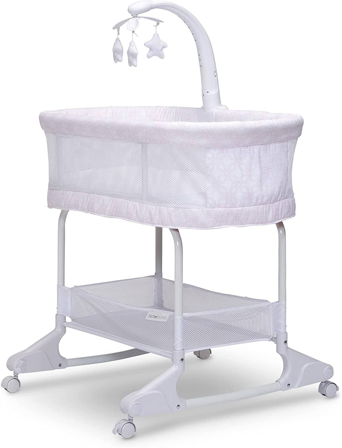 SleepCool Rocking Bassinet with Airflow Mesh, Pink Fresco