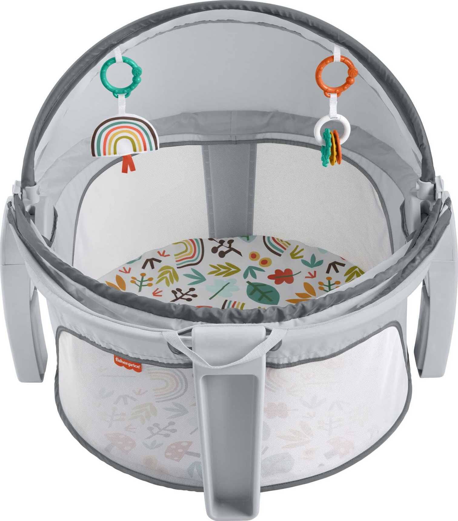 On-the-Go Baby Dome Portable Bassinet and Play Space with Toys, Whimsical Forest