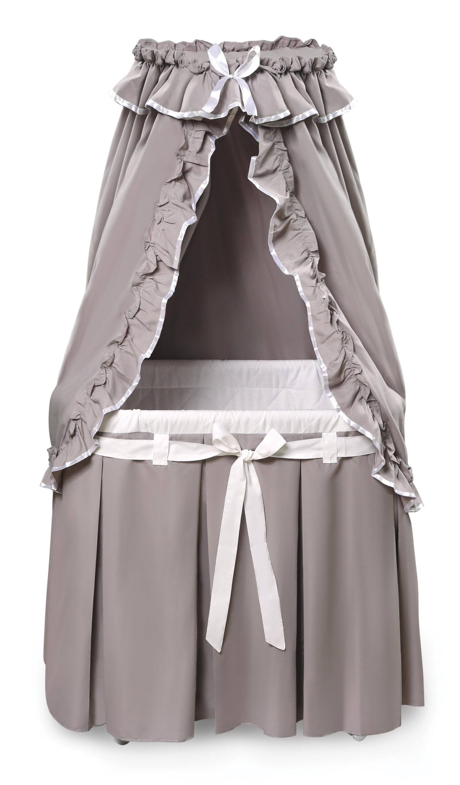 Majesty Baby Bassinet with Canopy   Gray and White Bedding