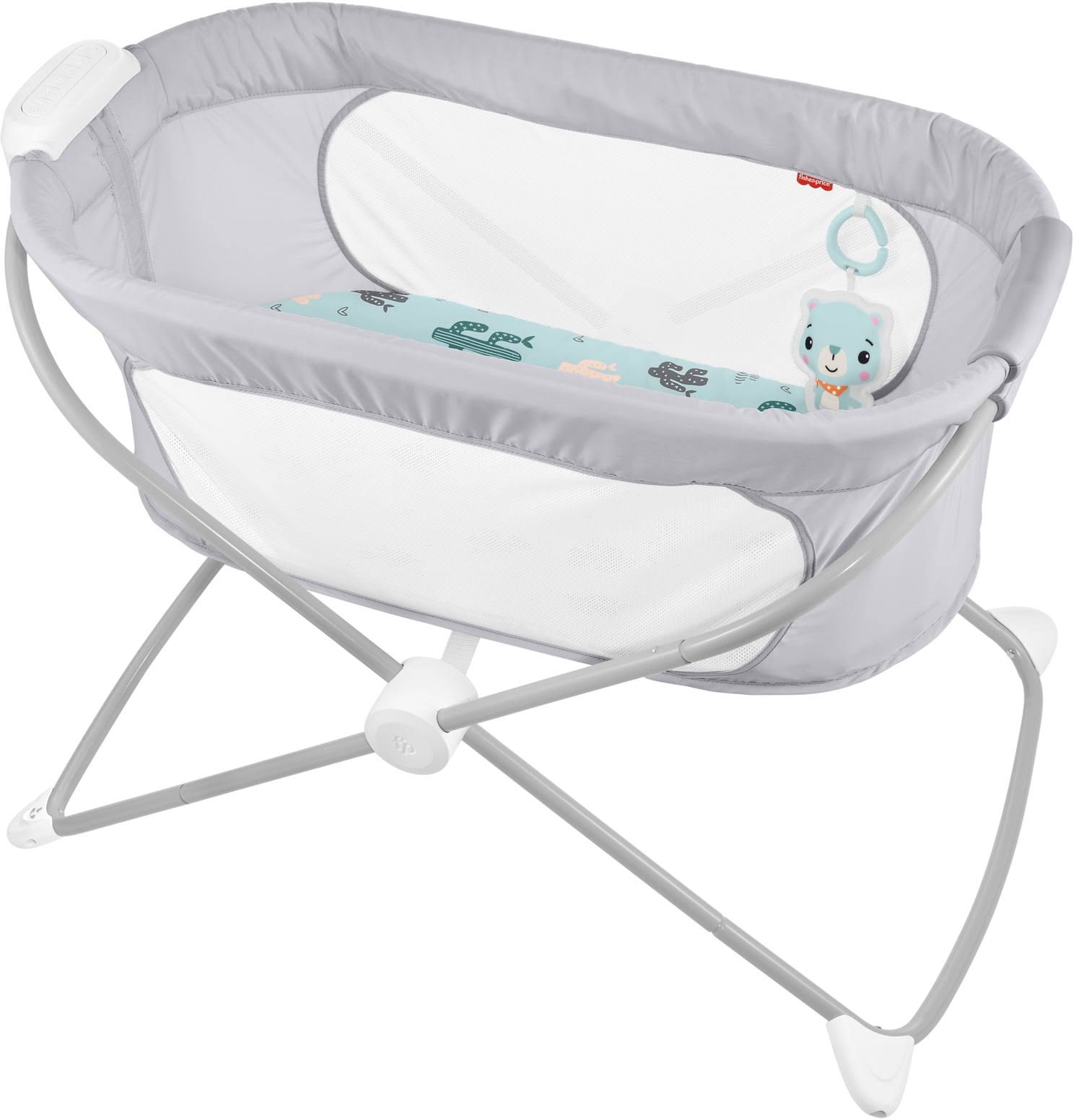 Soothing View Vibe Bassinet Portable Baby Crib with Music   Vibrations, Cool Cactus