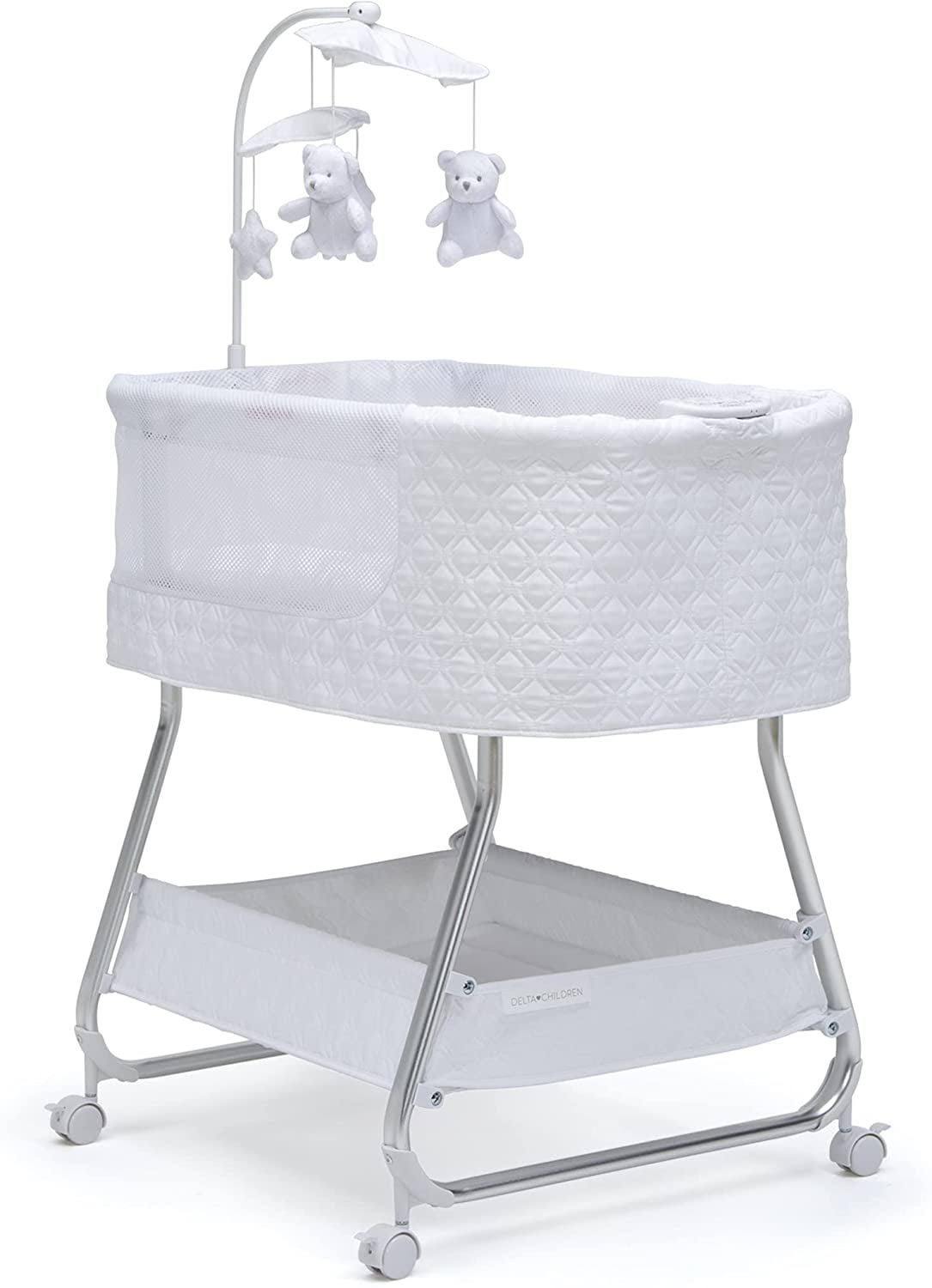 Nod Bassinet   Smart Sleeper with Auto Glide Motion, Wi-Fi and Airflow Mesh   Compatible with Amazon Alexa, Goggle Assistant and  Connect App, White