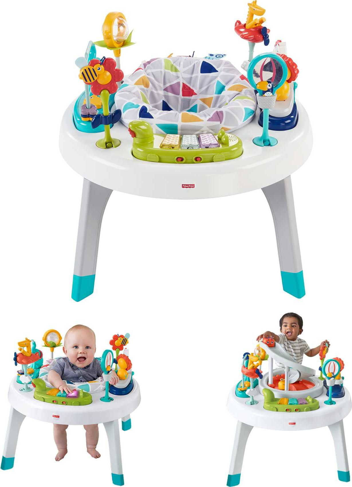 2-in-1 Sit-to-Stand Activity Center and Toddler Play Table, Spin ‘n Play Safari