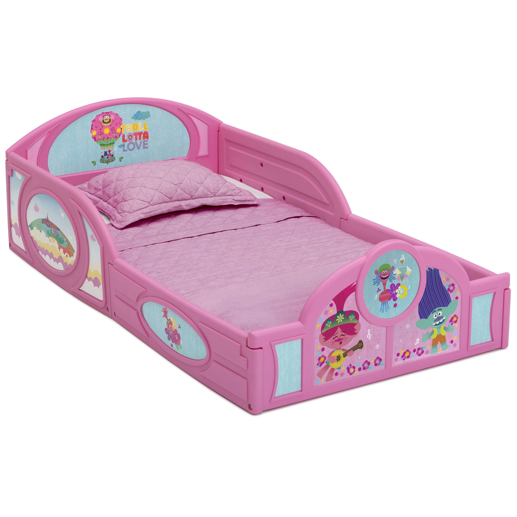 Trolls World Tour Plastic Sleep and Play Toddler Bed by
