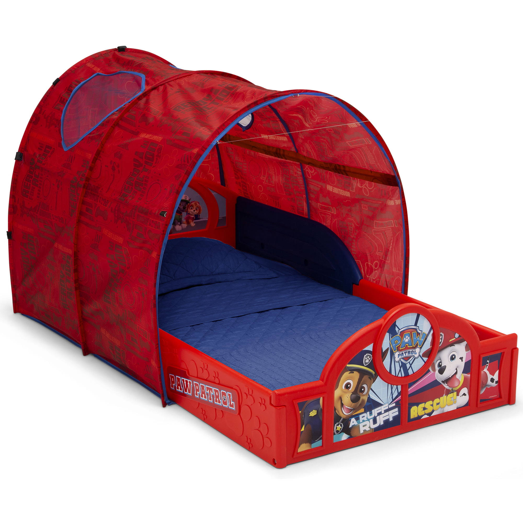 Nick Jr. PAW Patrol Sleep and Play Toddler Bed with Tent and Built-In Guardrails by