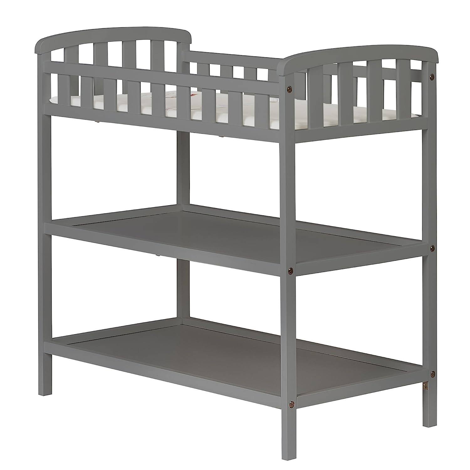 Emily Changing Table In Steel Grey, Comes With 1  Changing Pad, Features Two Shelves, Portable Changing Station, Made Of Sustainable New Zealand Pinewood