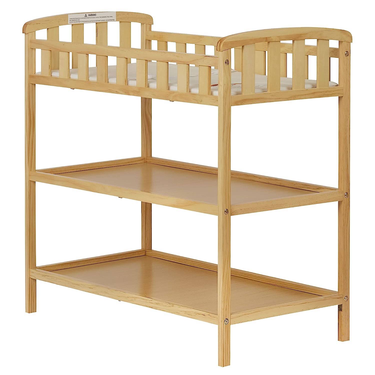 Emily Changing Table In Natural, Comes With 1  Changing Pad, Features Two Shelves, Portable Changing Station, Made Of Sustainable New Zealand Pinewood