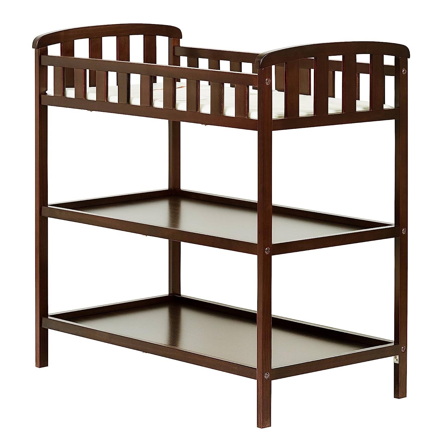 Emily Changing Table In Espresso, Comes With 1  Changing Pad, Features Two Shelves, Portable Changing Station, Made Of Sustainable New Zealand Pinewood