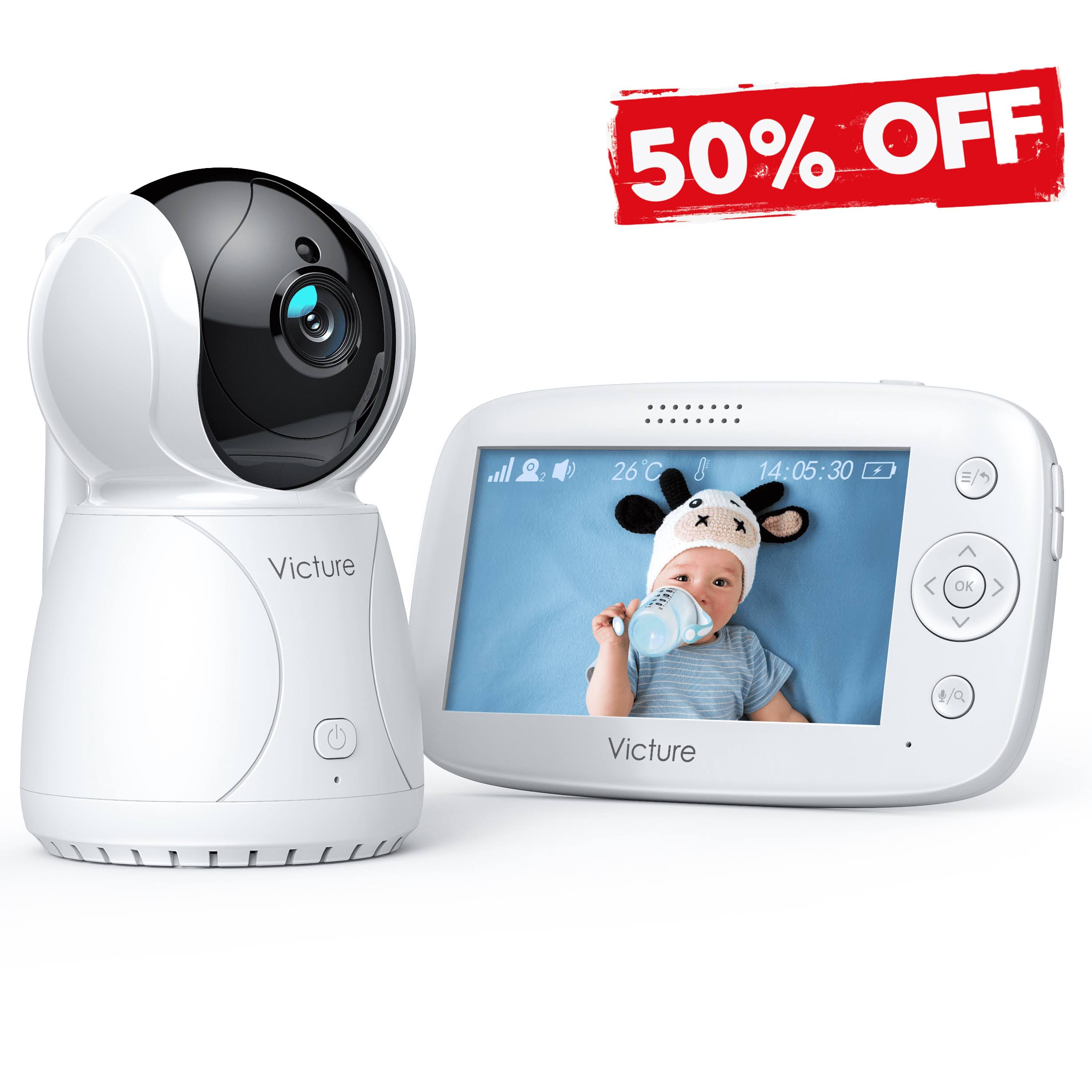 Victure Video Baby Monitor 4.3 inch No WiFi Required Remote Control Baby Camera and Audio, 3200mAh Battery