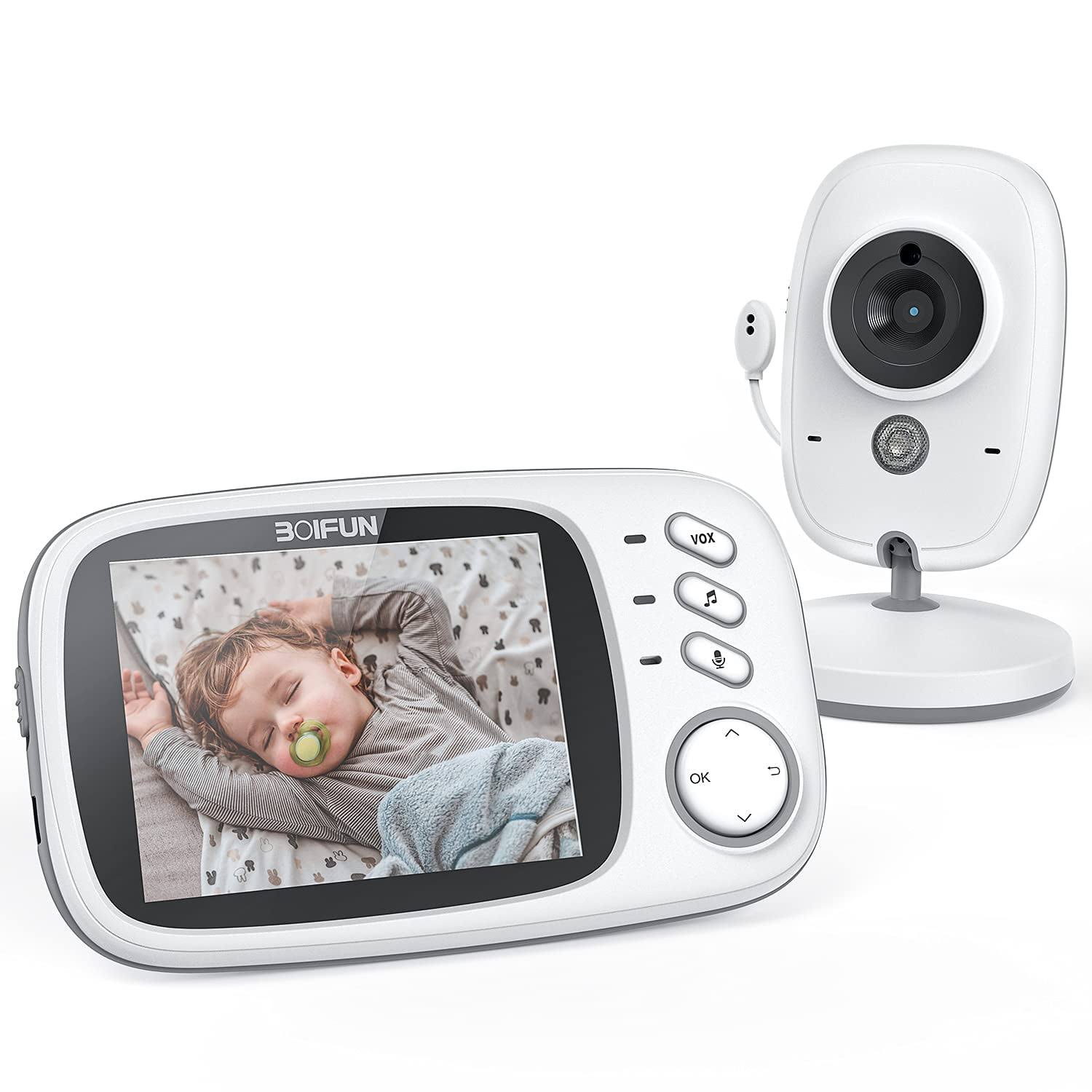 BOIFUN Baby Monitor with Camera and Audio, No WiFi, VOX Mode, Night Vision, 3.2  HD Screen, Two-Way Audio, Baby Camera