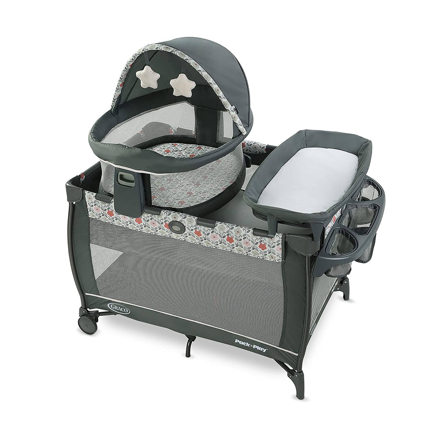 Pack  n Play Travel Dome LX Playard | Includes Portable Bassinet, Full-Size Infant Bassinet, and Diaper Changer, Annie