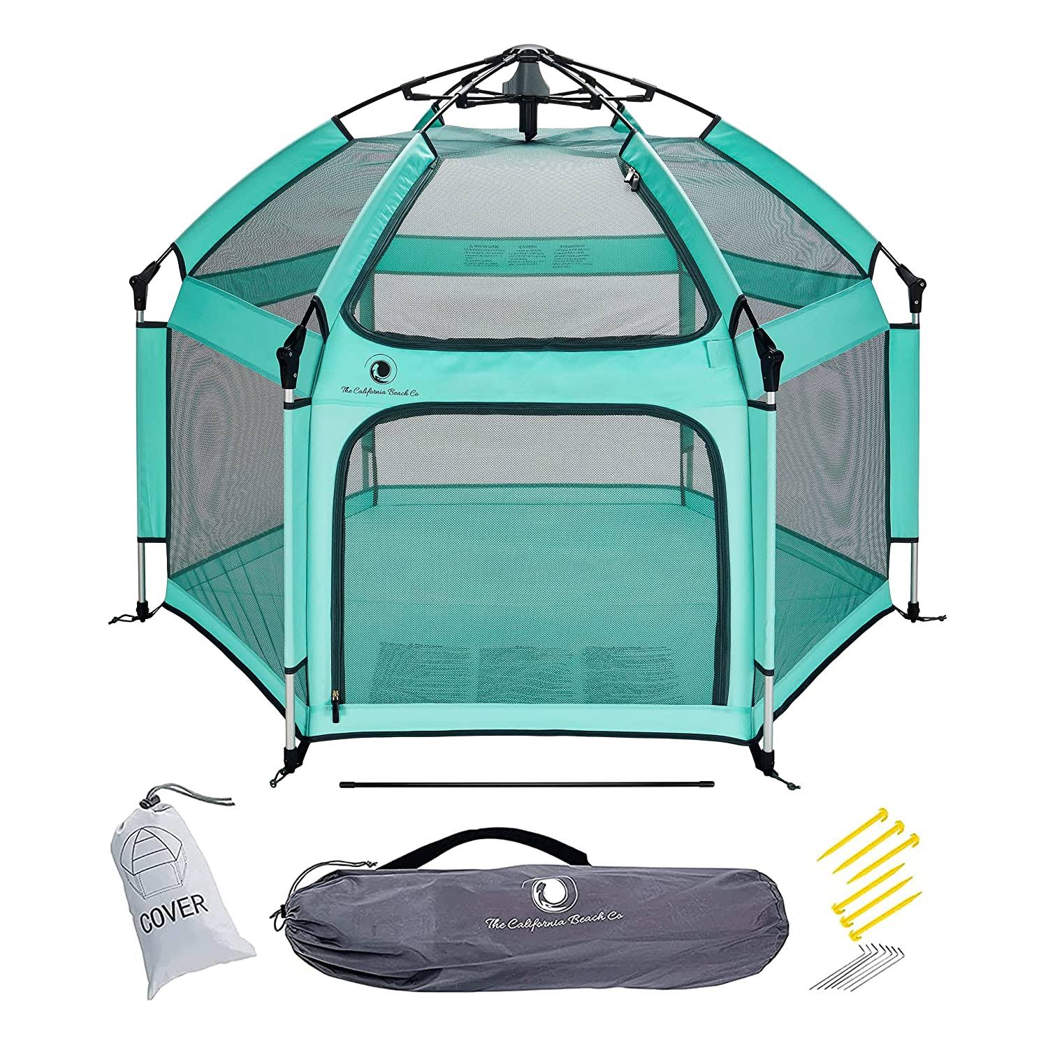 POP  N GO Premium Indoor and Outdoor Baby Playpen   Portable, Lightweight, Pop Up Pack and Play Toddler Play Yard w/Canopy and Travel Bag   Sweet Mint