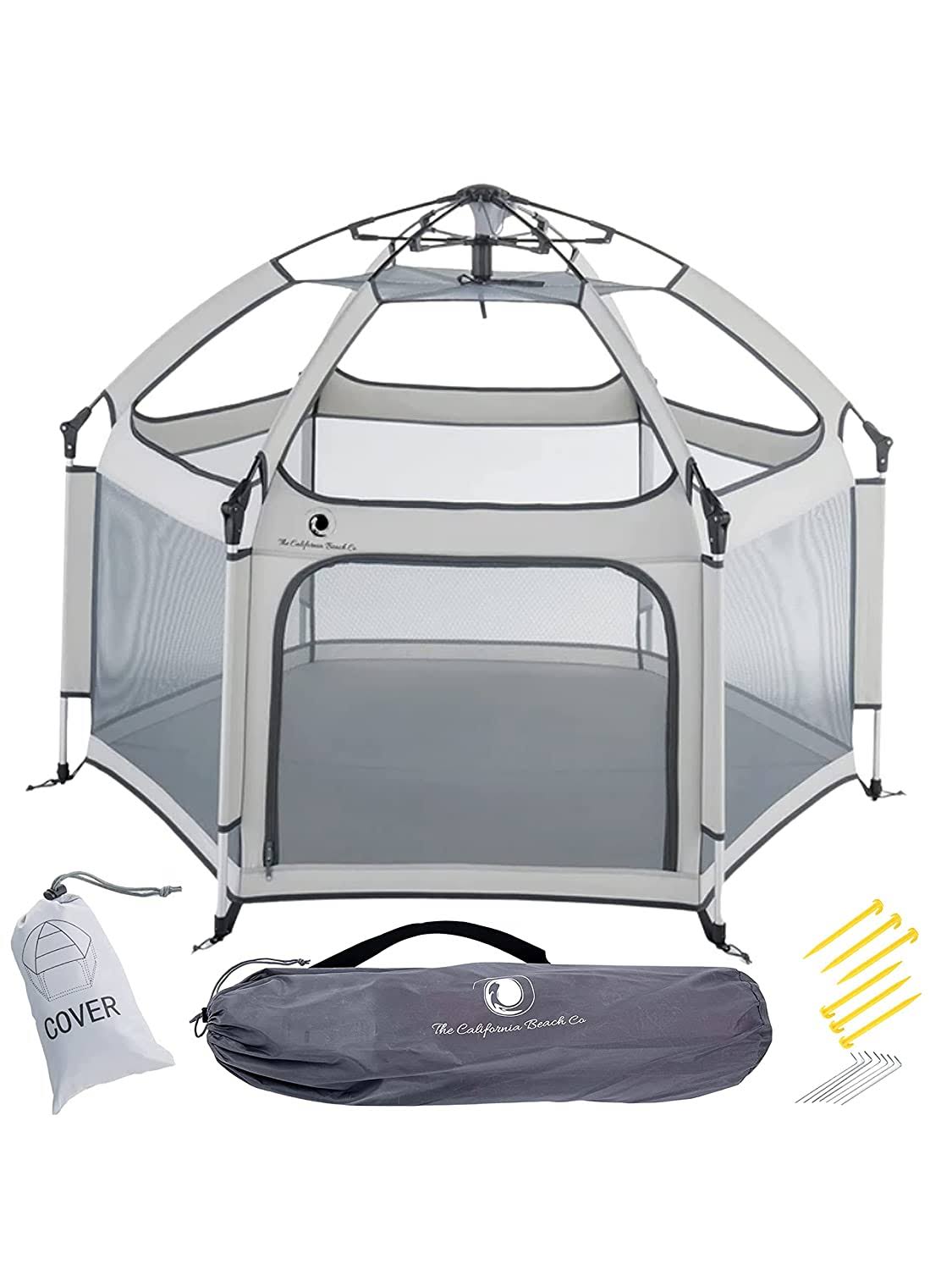 POP  N GO Premium Indoor and Outdoor Baby Playpen   Portable, Lightweight, Pop Up Pack and Play Toddler Play Yard w/Canopy and Travel Bag   Grey