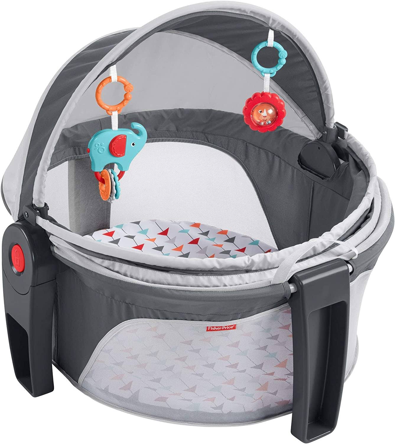 Portable Bassinet And Play Space On-The-Go Baby Dome With Developmental Toys And Canopy, Arrows Away