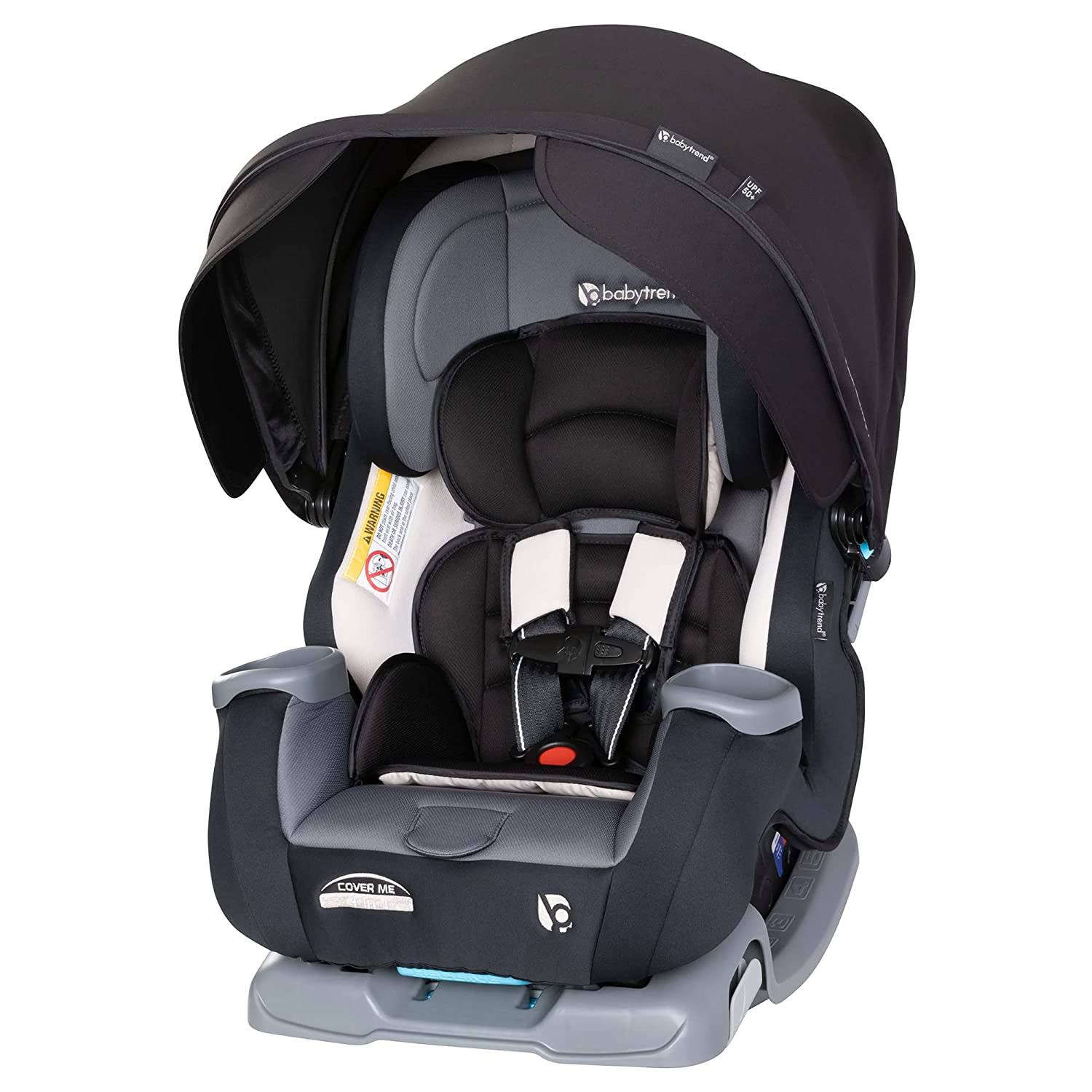 Cover Me 4-in-1 Infant Toddler Convertible Car Seat with Adjustable/Removable Canopy for Sun Protection   2 Cup Holders, Modern Khaki