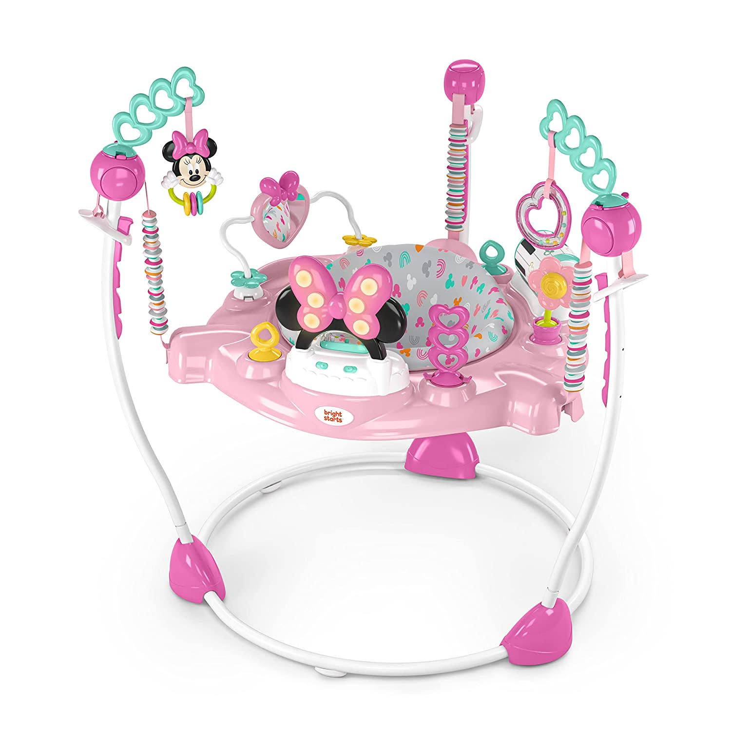 Baby Minnie Mouse Forever Besties Baby Activity Center Jumper with 10 Toys, Lights   Sounds, 360-Degree Seat, 6-12 Months (Pink)
