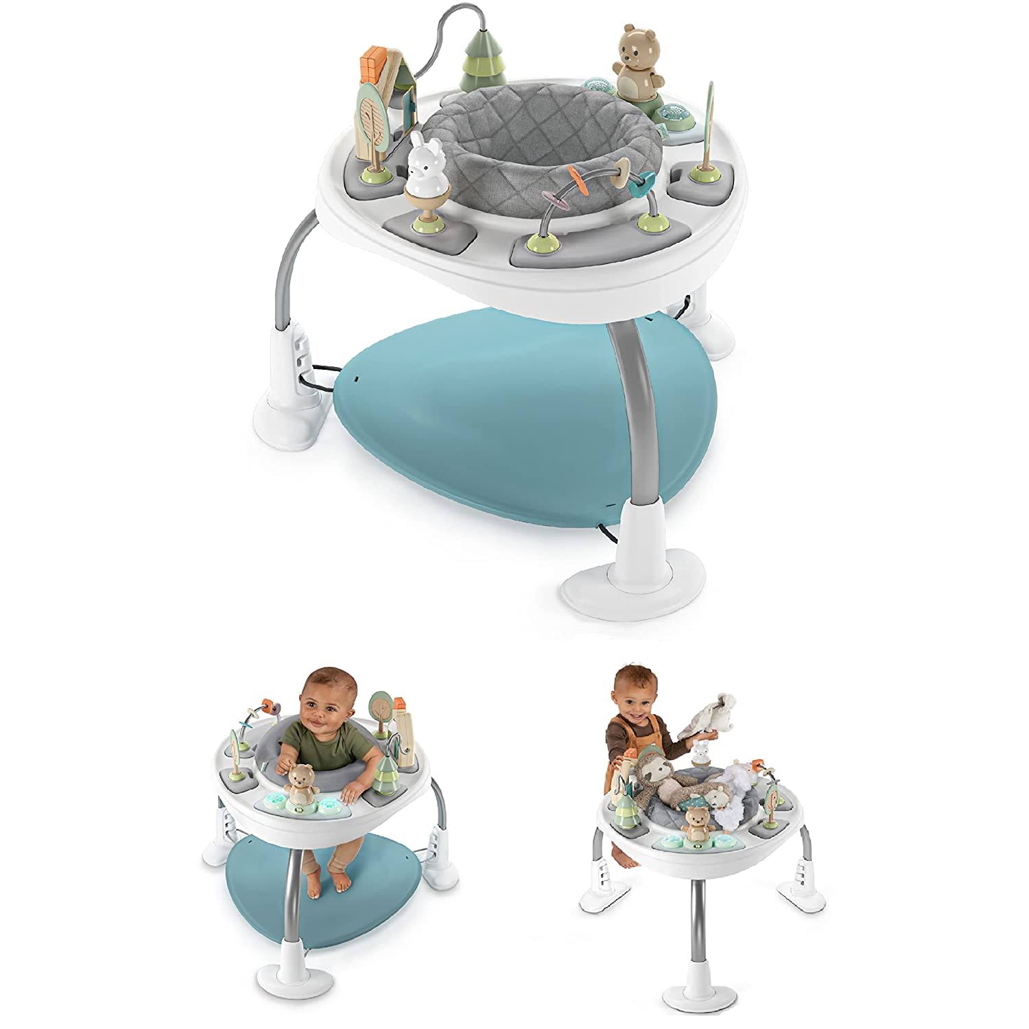 Spring   Sprout 2-in-1 Baby Activity Center Jumper and Table with Infant Toys   Ages 6 Months +, First Forest