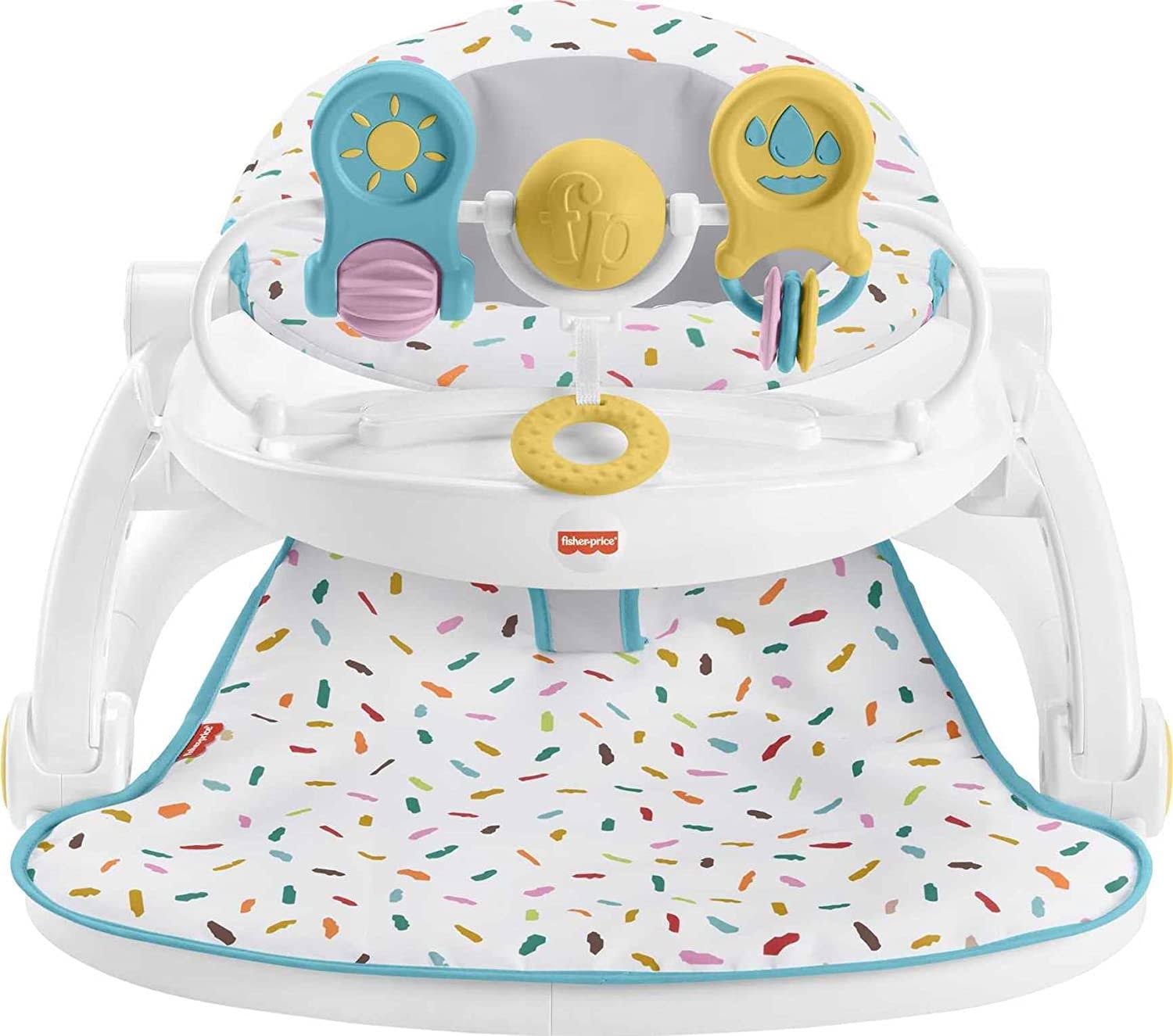 Portable Infant Chair Deluxe Sit-Me-Up Floor Seat With Snack Tray   Developmental Toys, Rainbow Sprinkles