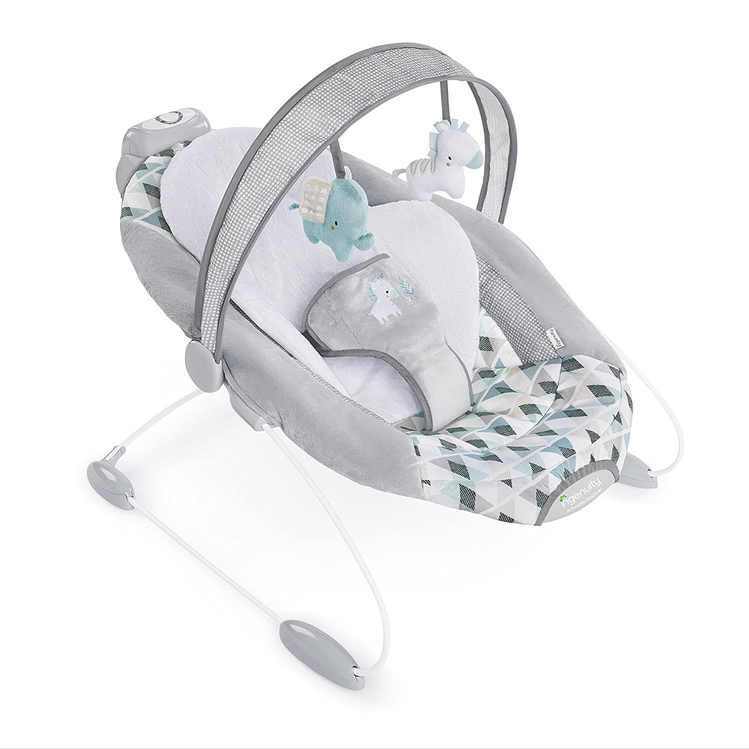 SmartBounce Automatic Baby Bouncer Seat with Music, Nature Sounds, Removable Bar   2 Plush Infant   Chadwick